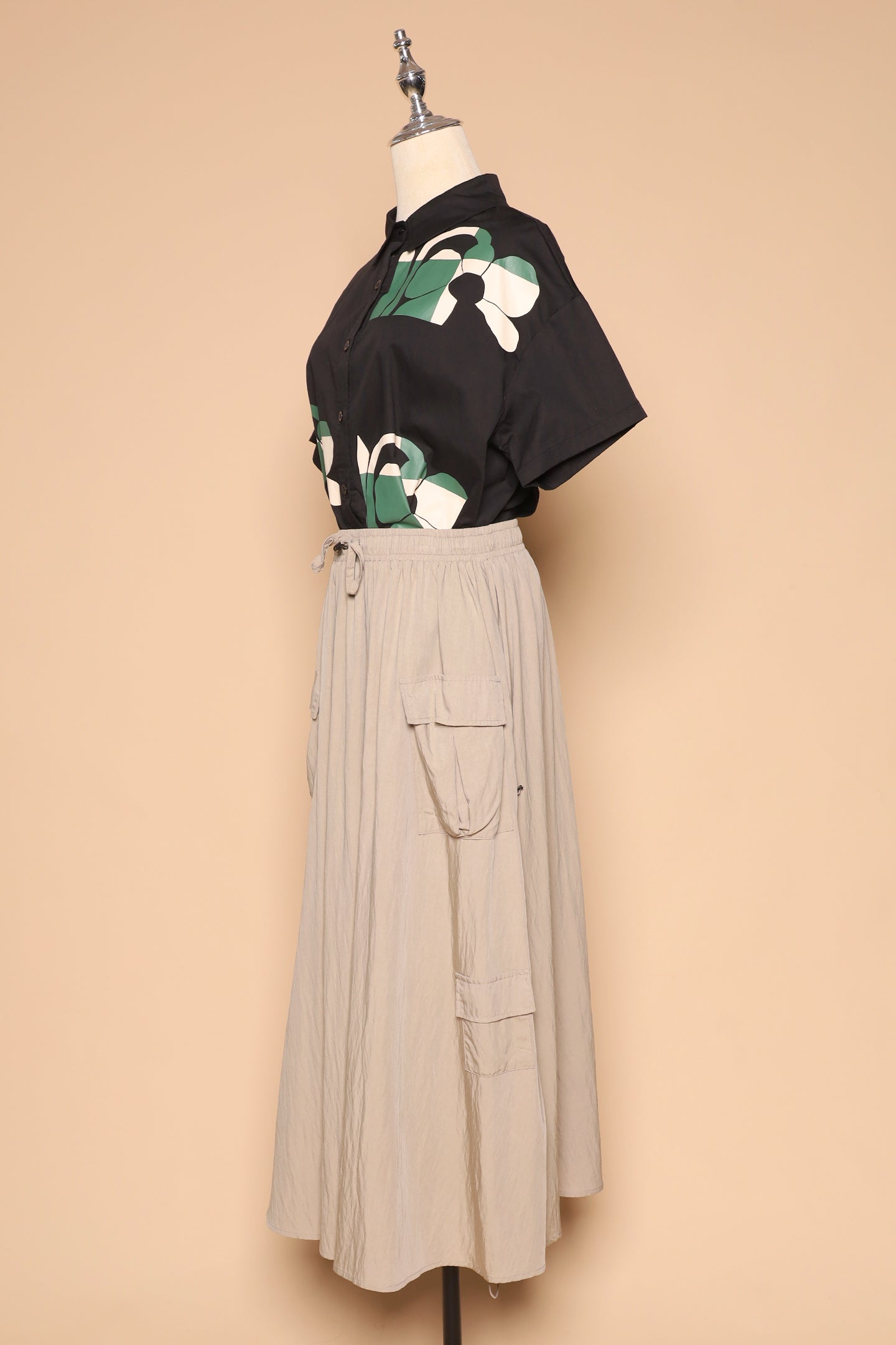 PO - Chow Shirt in Green Geometric