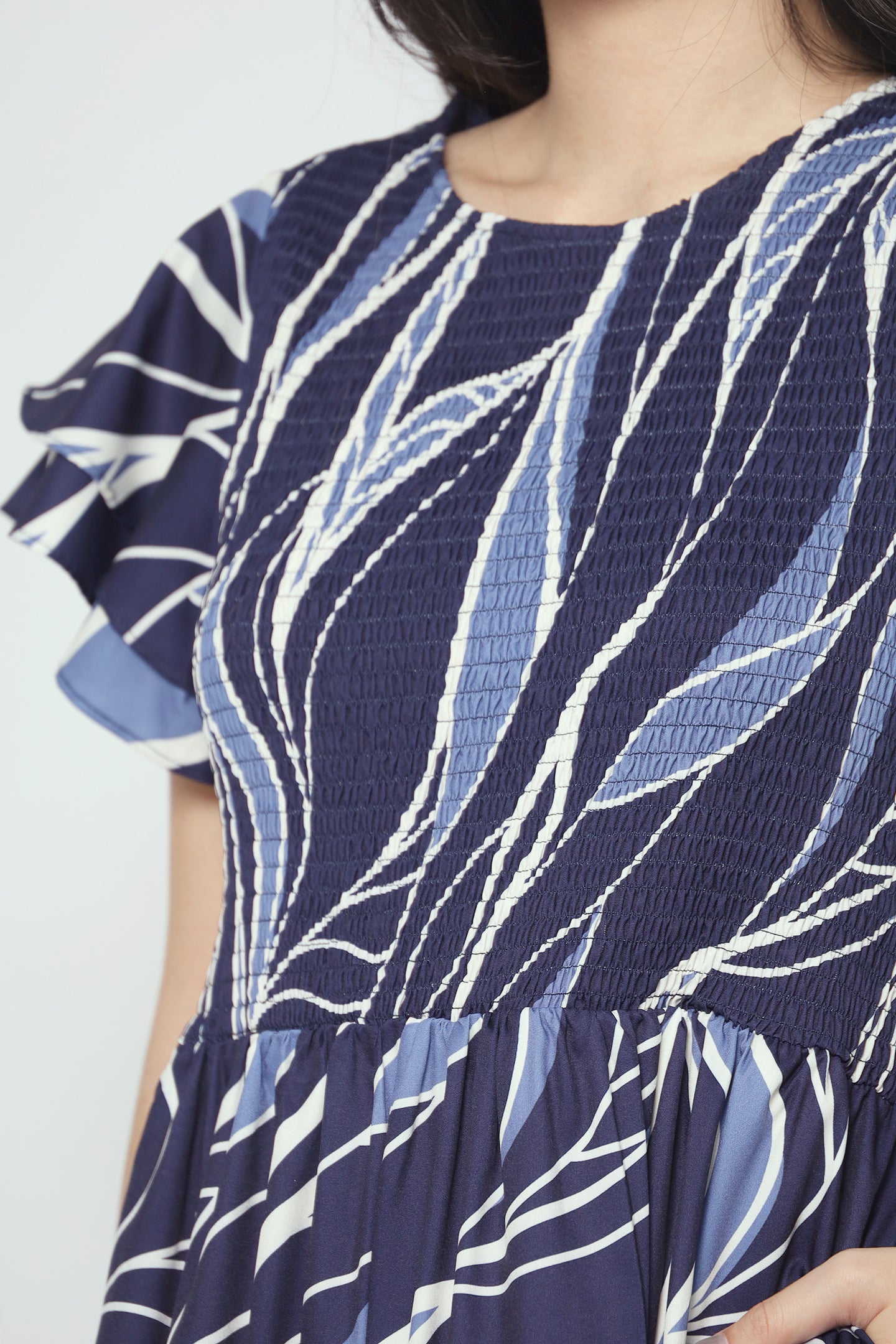 Coralie Dress in Blue Leaf