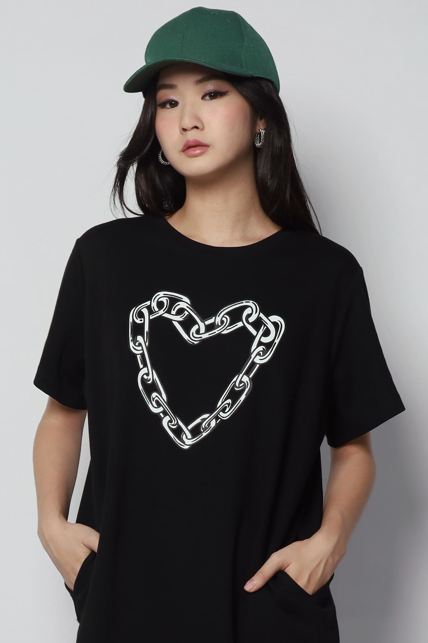 Chain Heart Dress in Black