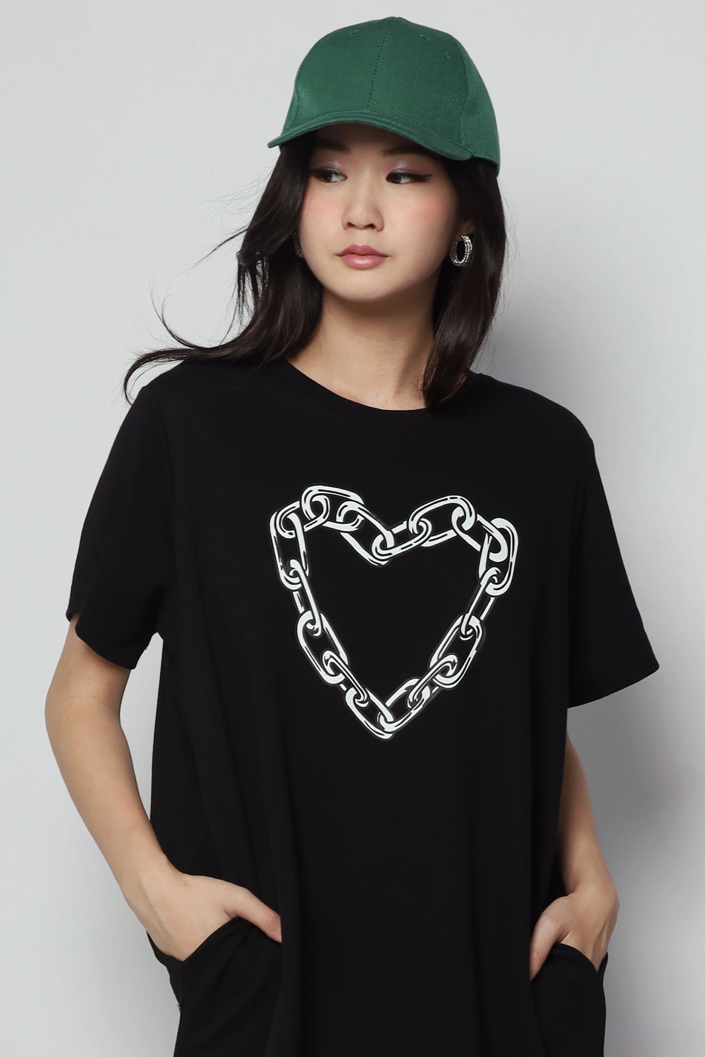 Chain Heart Dress in Black