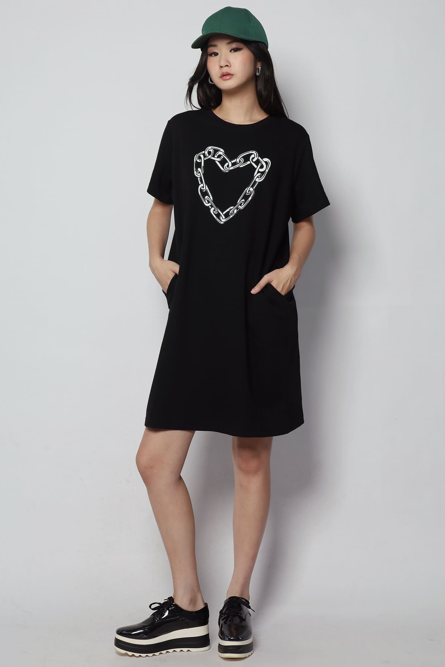 Chain Heart Dress in Black