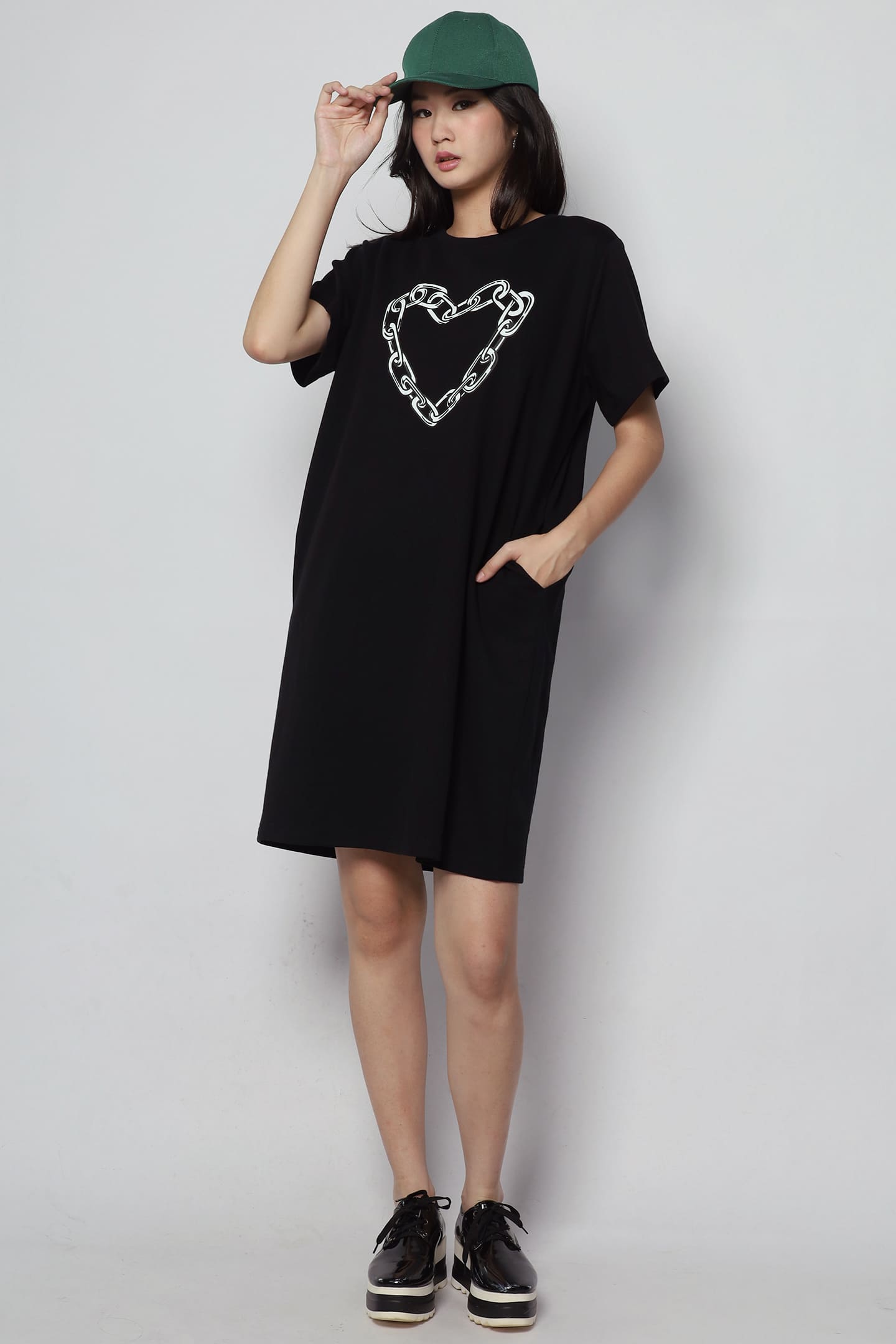 Chain Heart Dress in Black