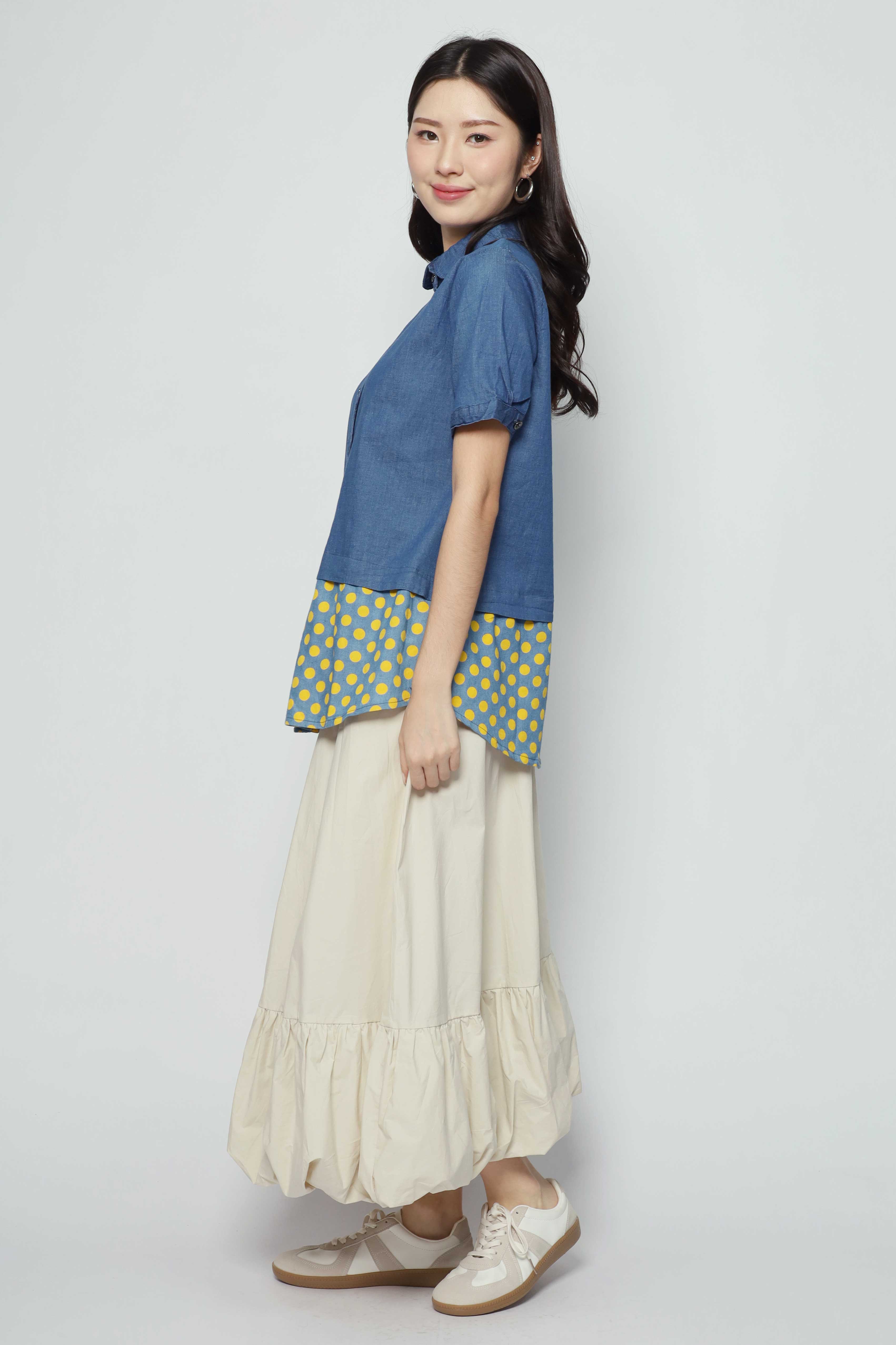 Clova Polkadot Denim Shirt