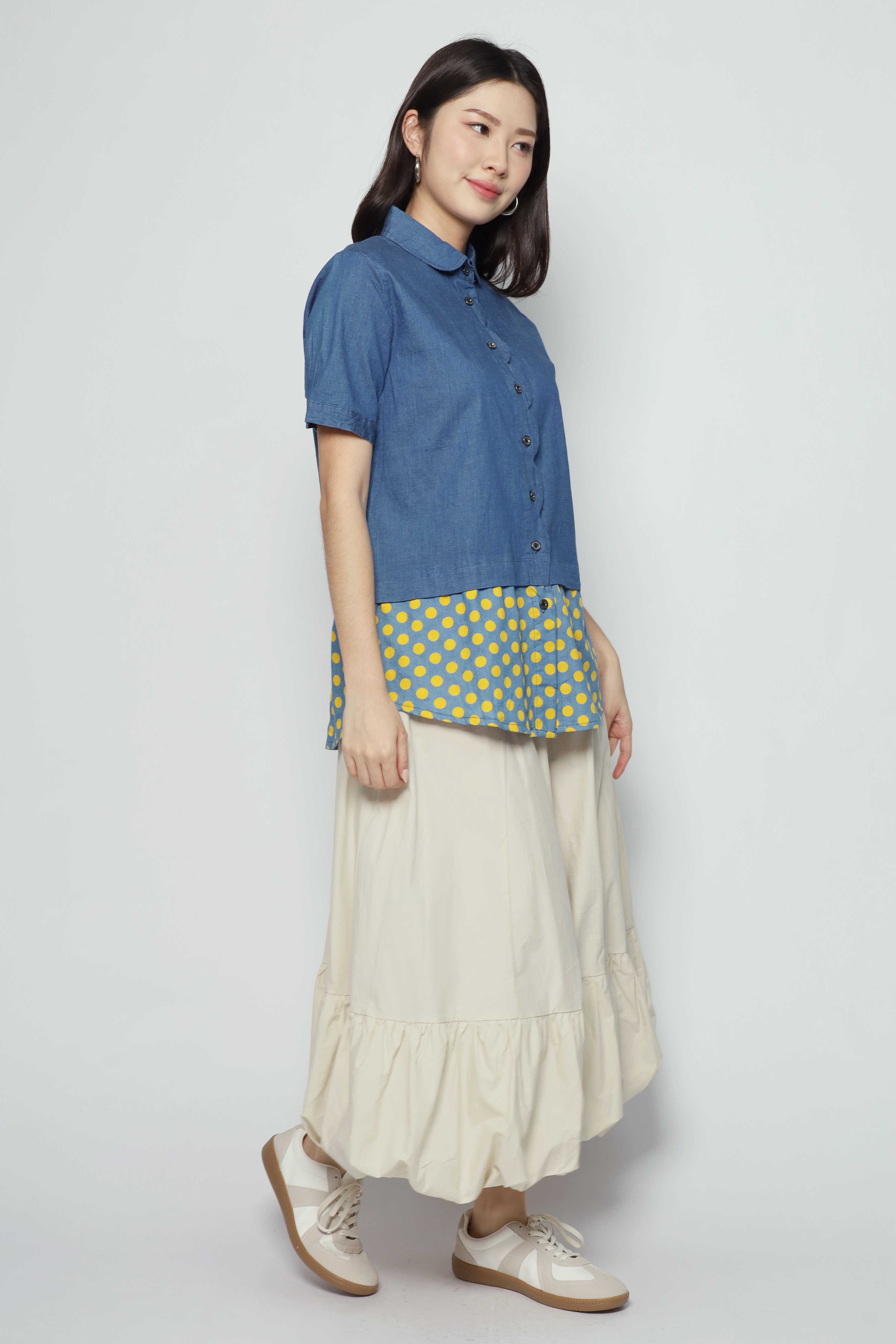 Clova Polkadot Denim Shirt