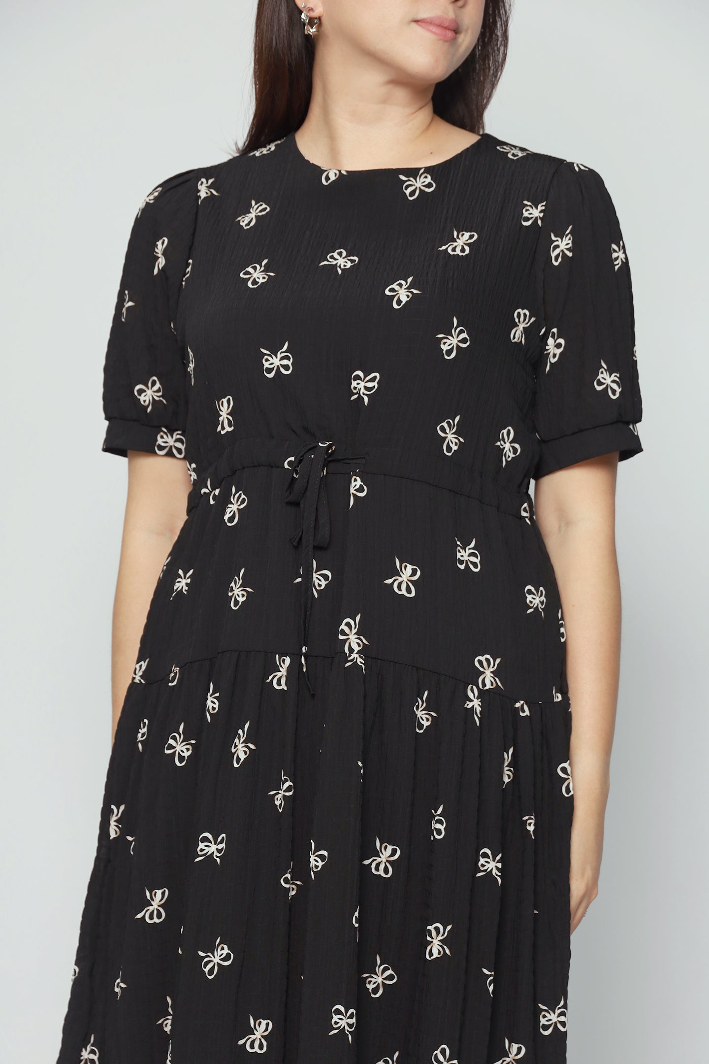Delia Ribbon Dress in Black