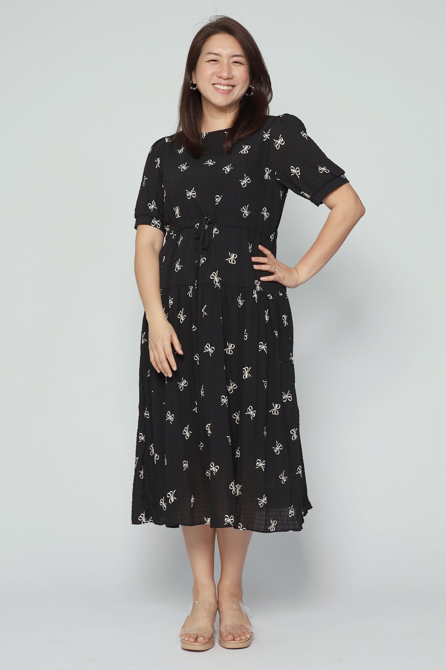 Delia Ribbon Dress in Black
