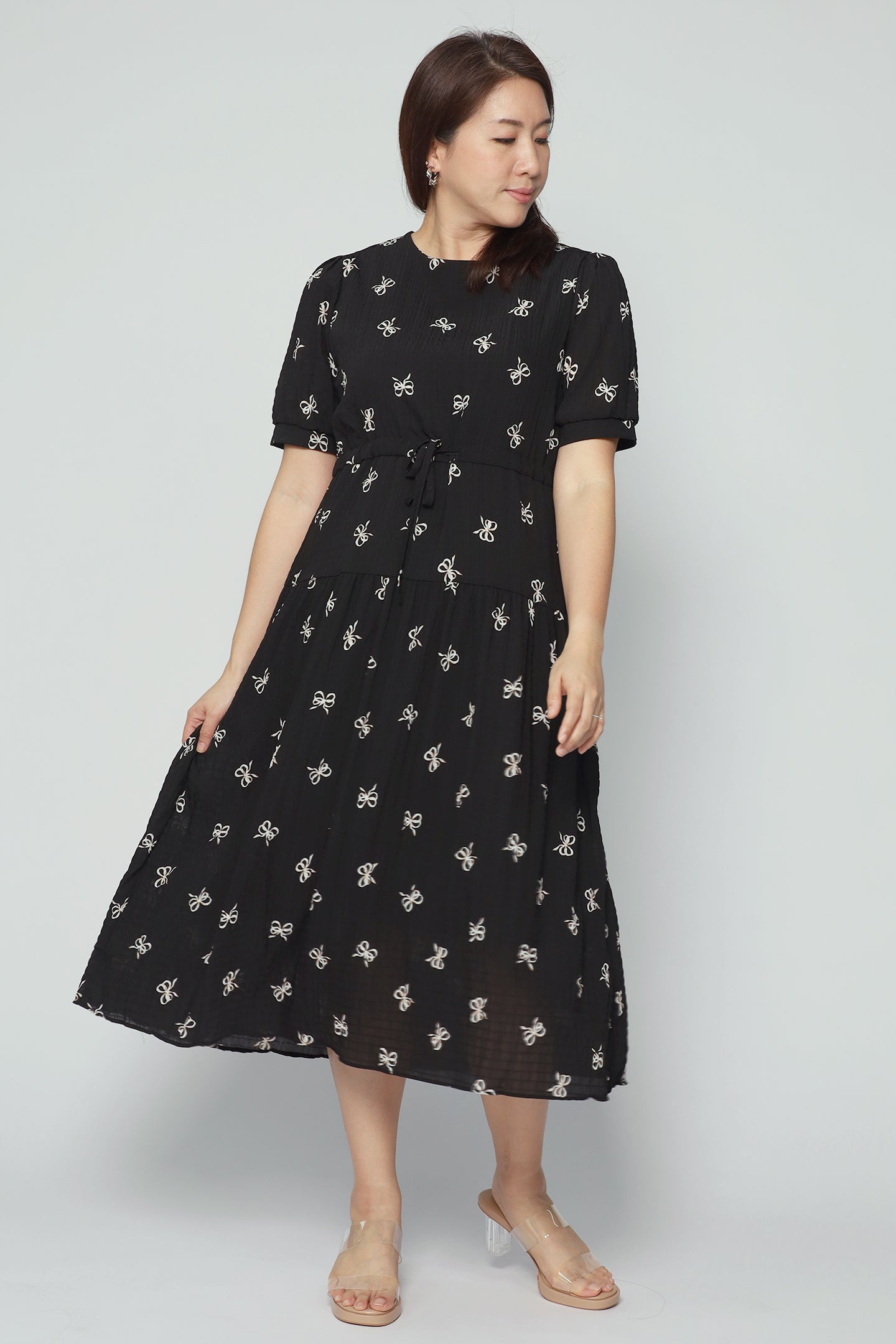 Delia Ribbon Dress in Black