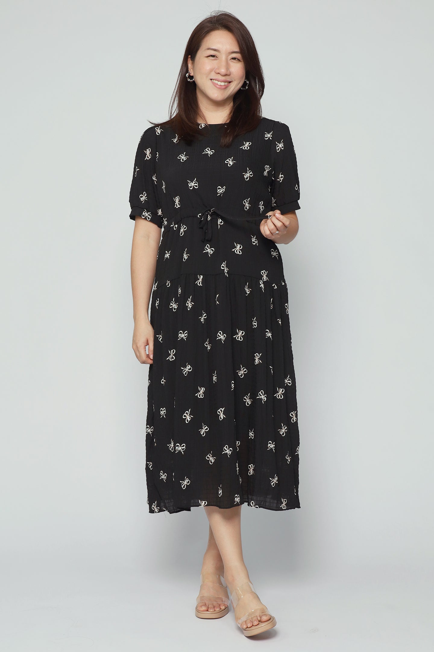 Delia Ribbon Dress in Black