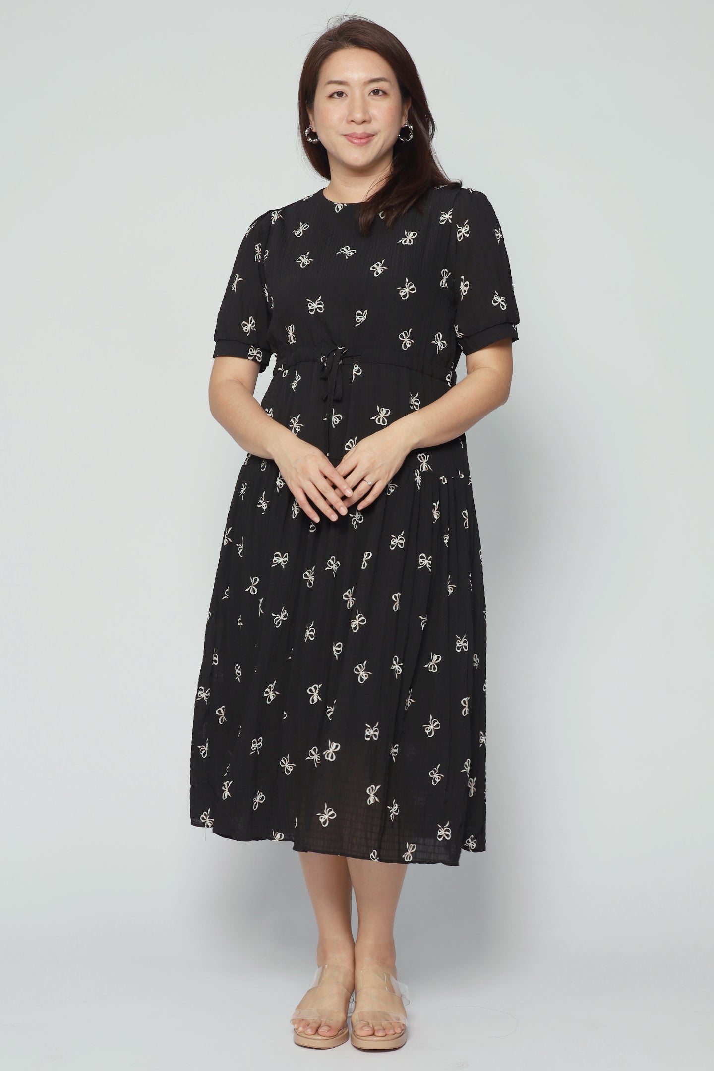 Delia Ribbon Dress in Black