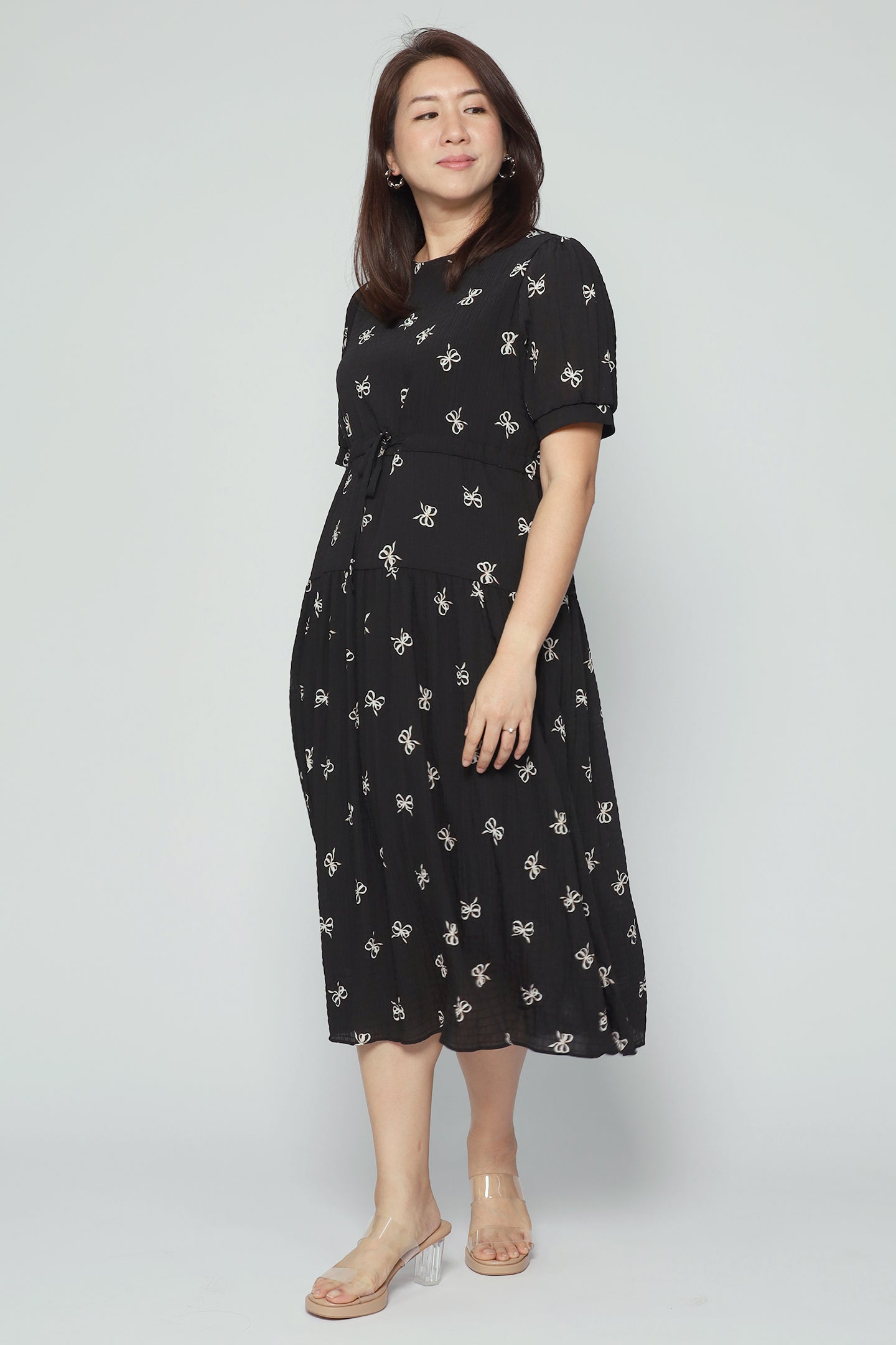 Delia Ribbon Dress in Black