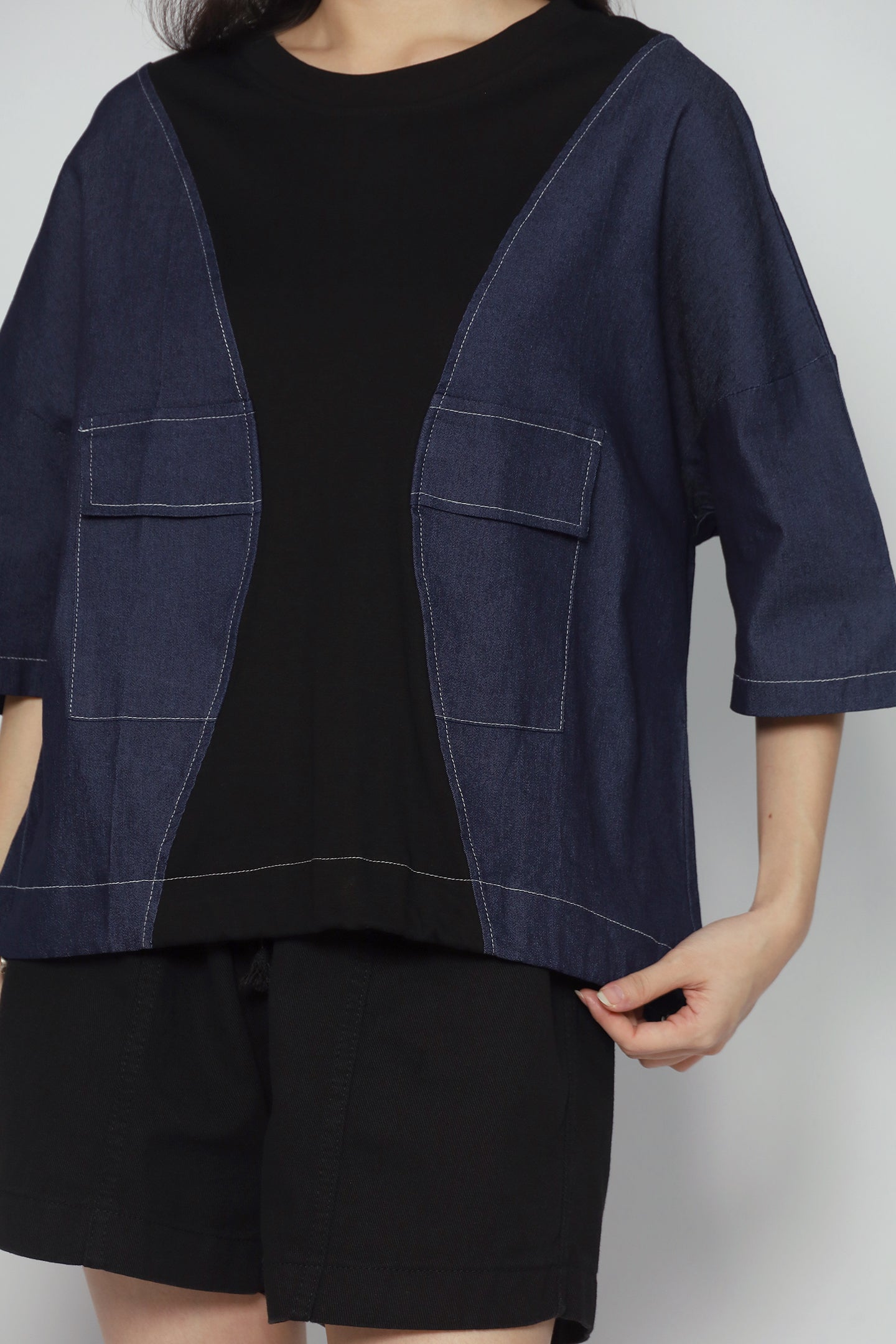 Backorders Delilah Top in Denim Black
