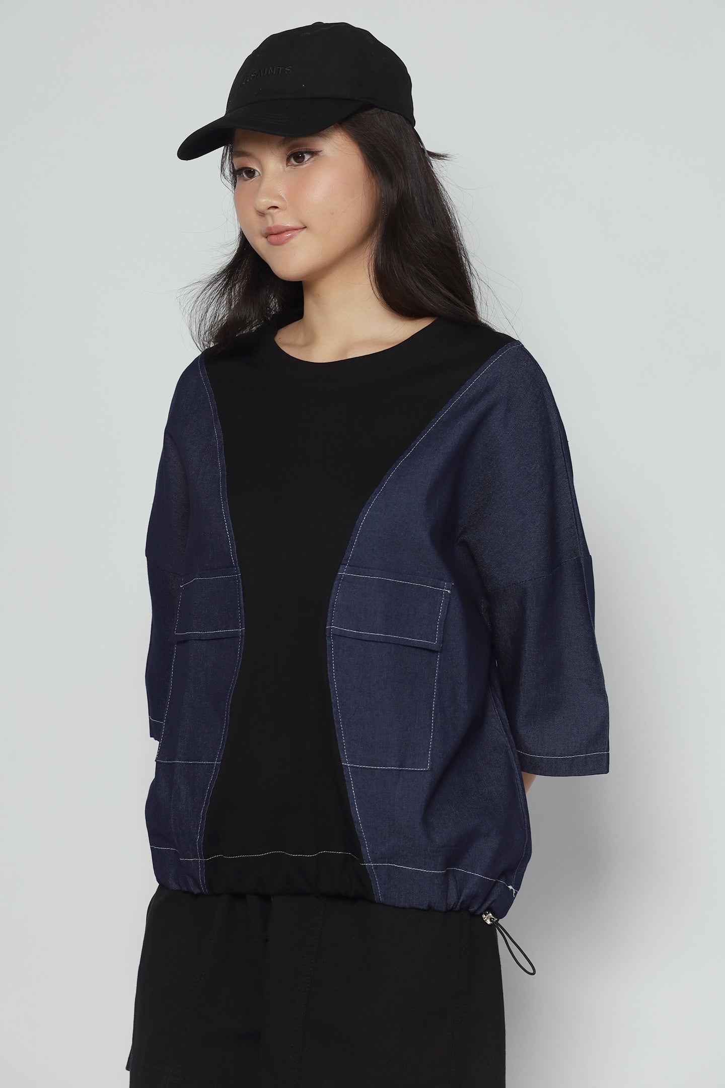 Backorders Delilah Top in Denim Black