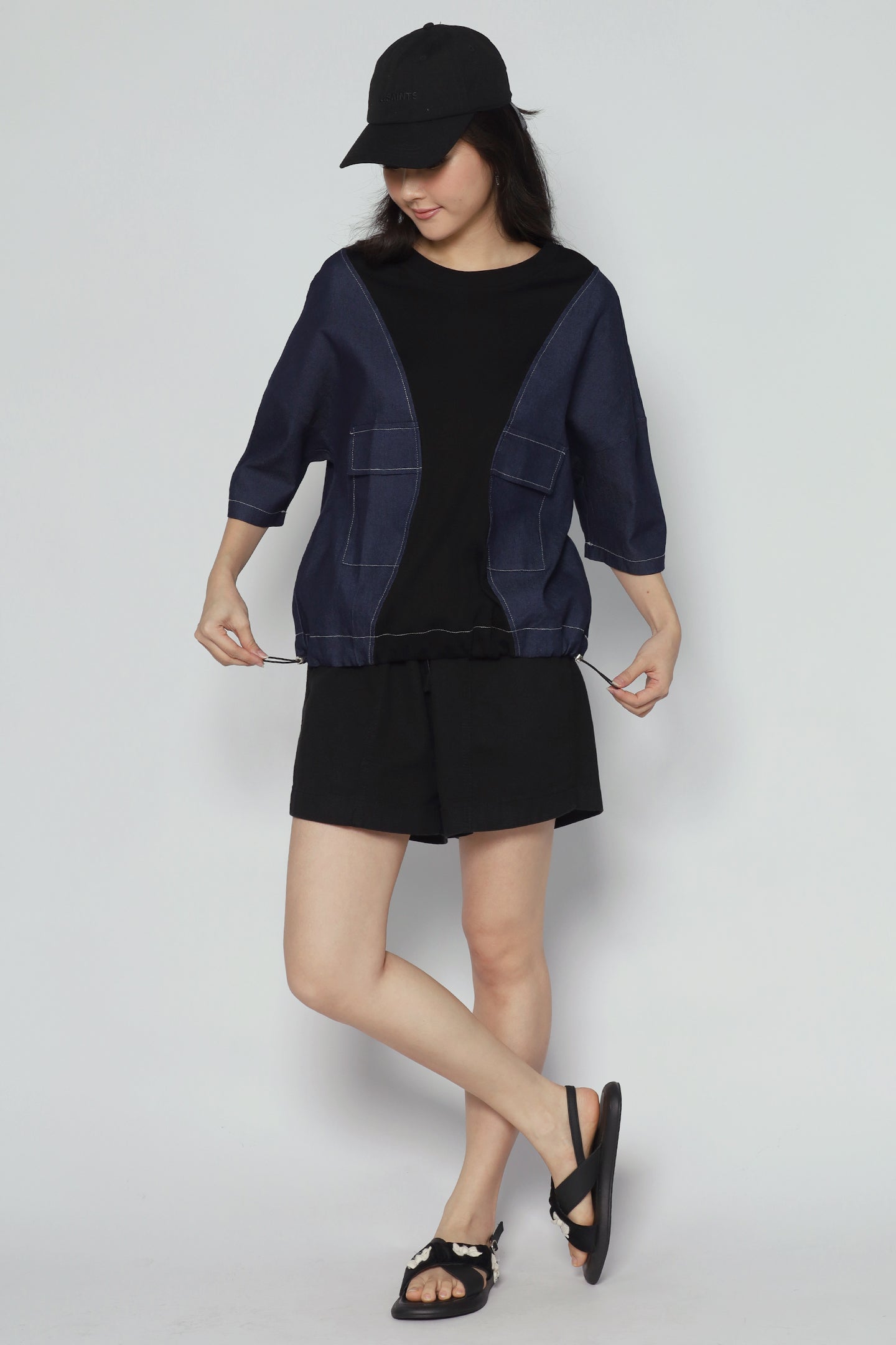 Backorders Delilah Top in Denim Black