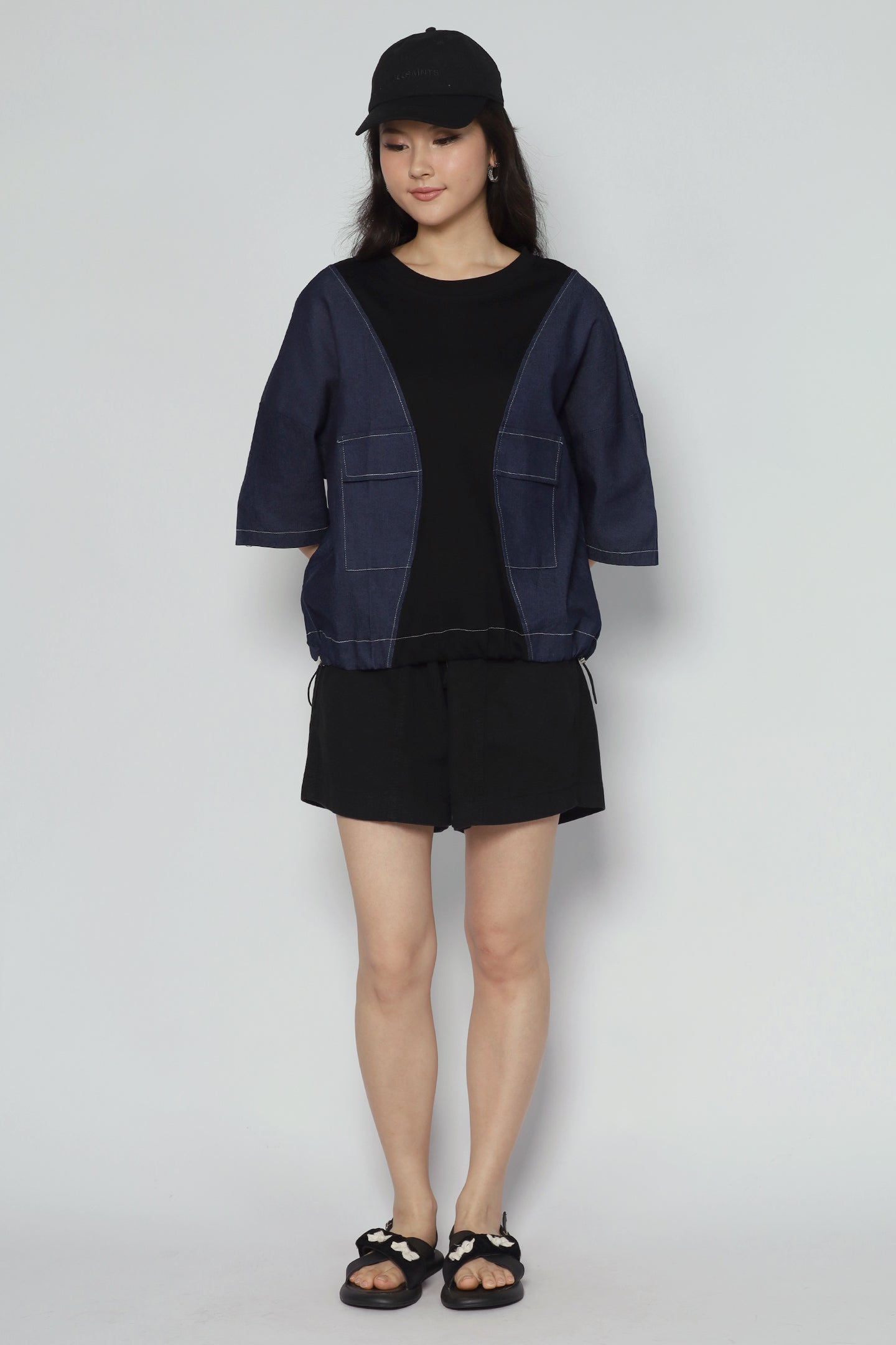Backorders Delilah Top in Denim Black
