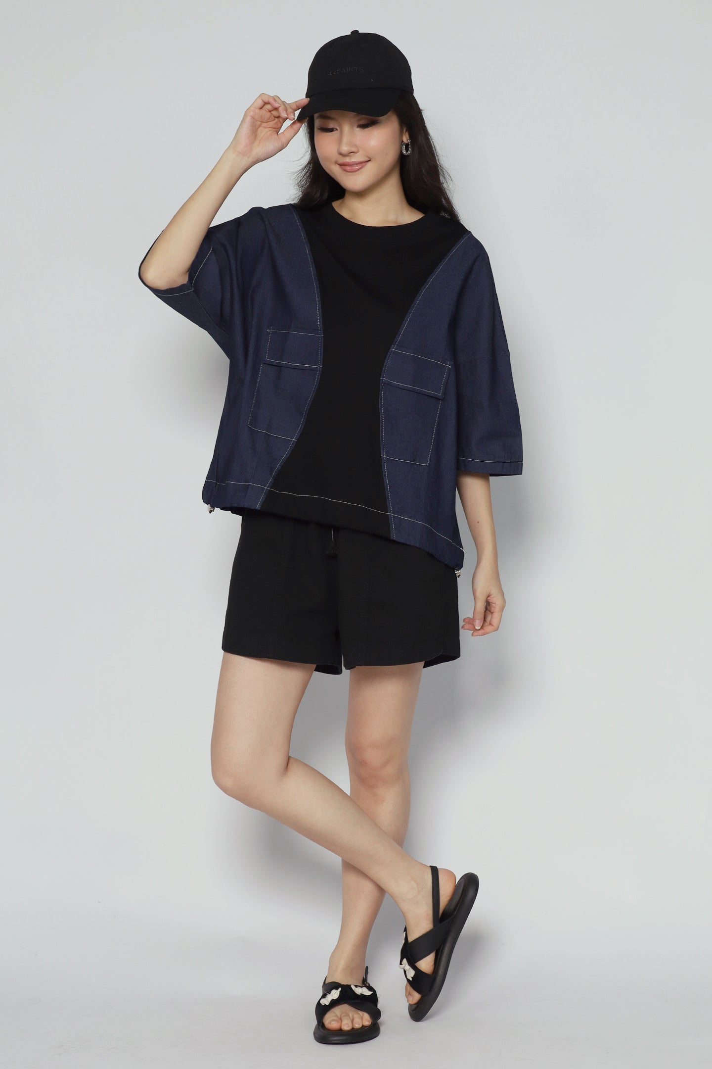 Backorders Delilah Top in Denim Black
