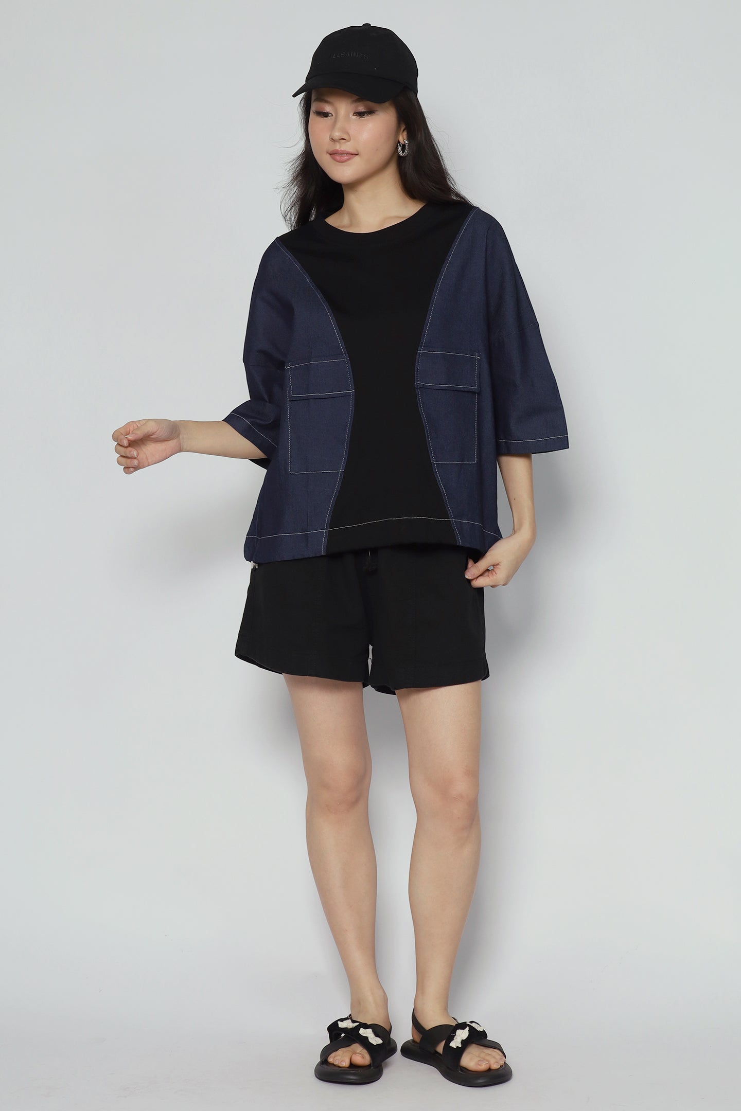 Backorders Delilah Top in Denim Black