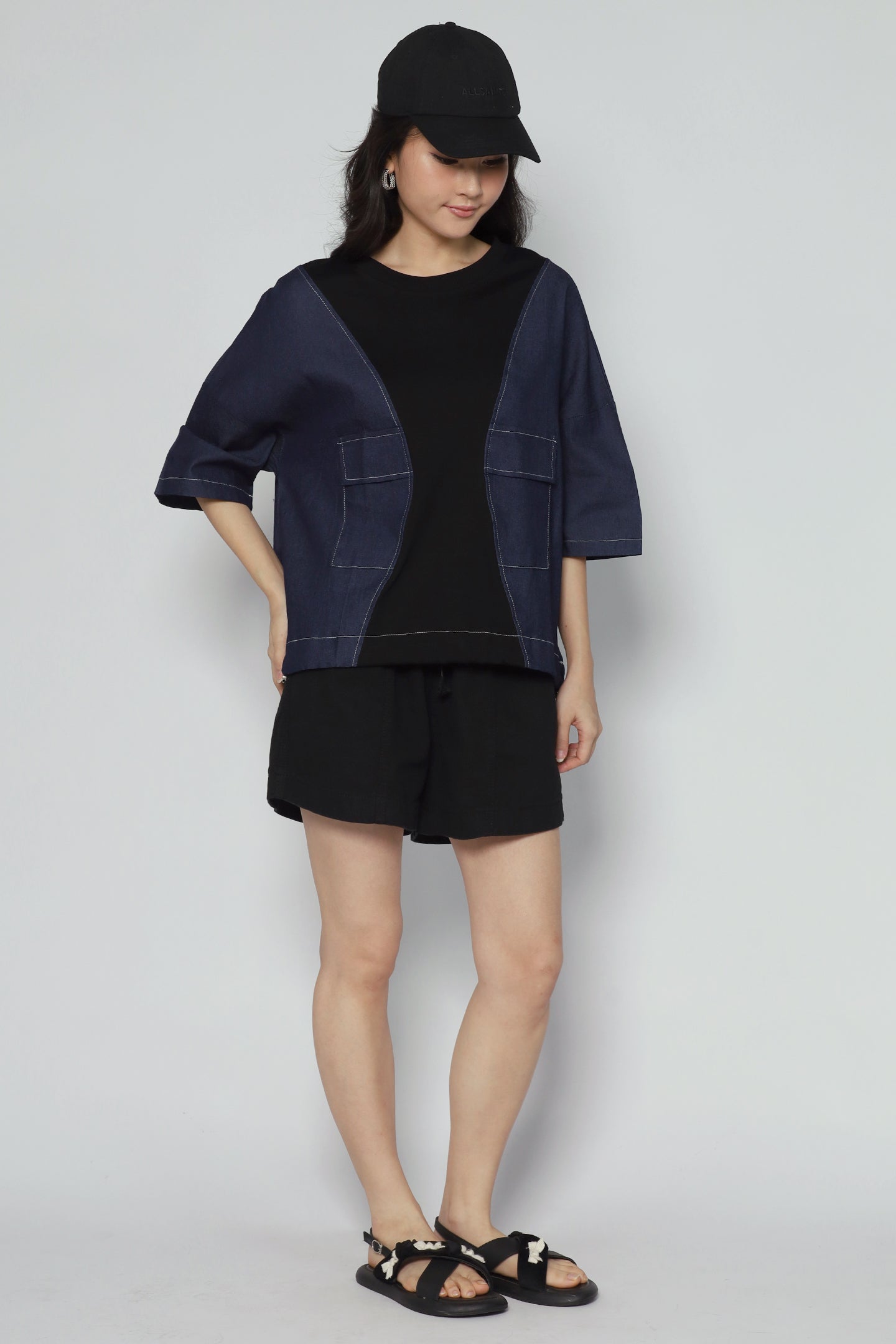 Backorders Delilah Top in Denim Black