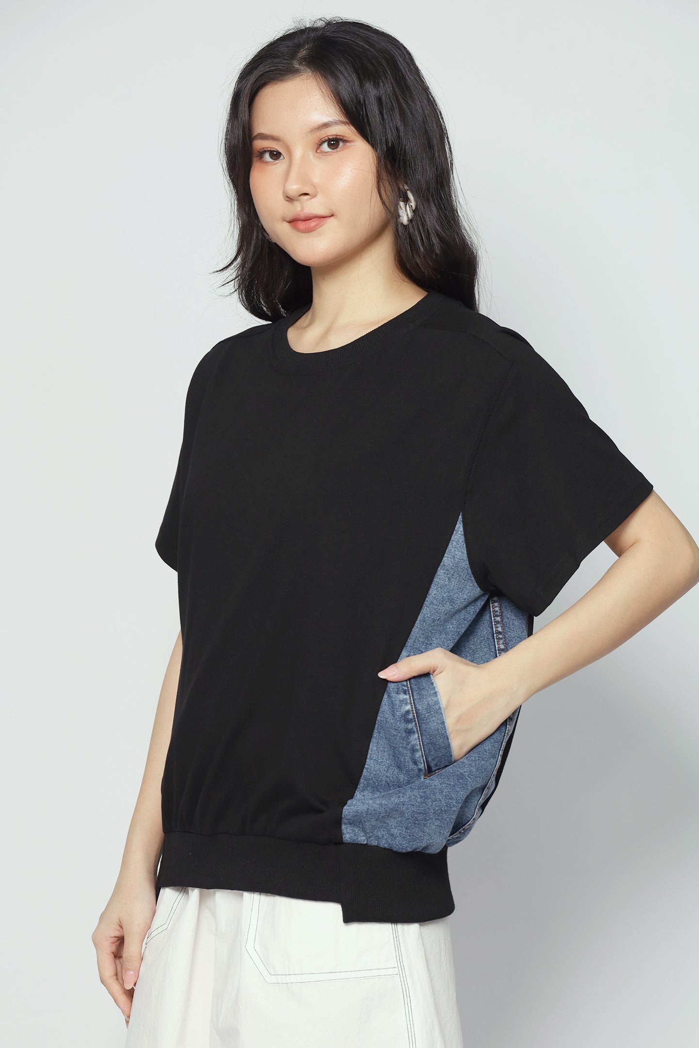 Delina Top in Black Denim