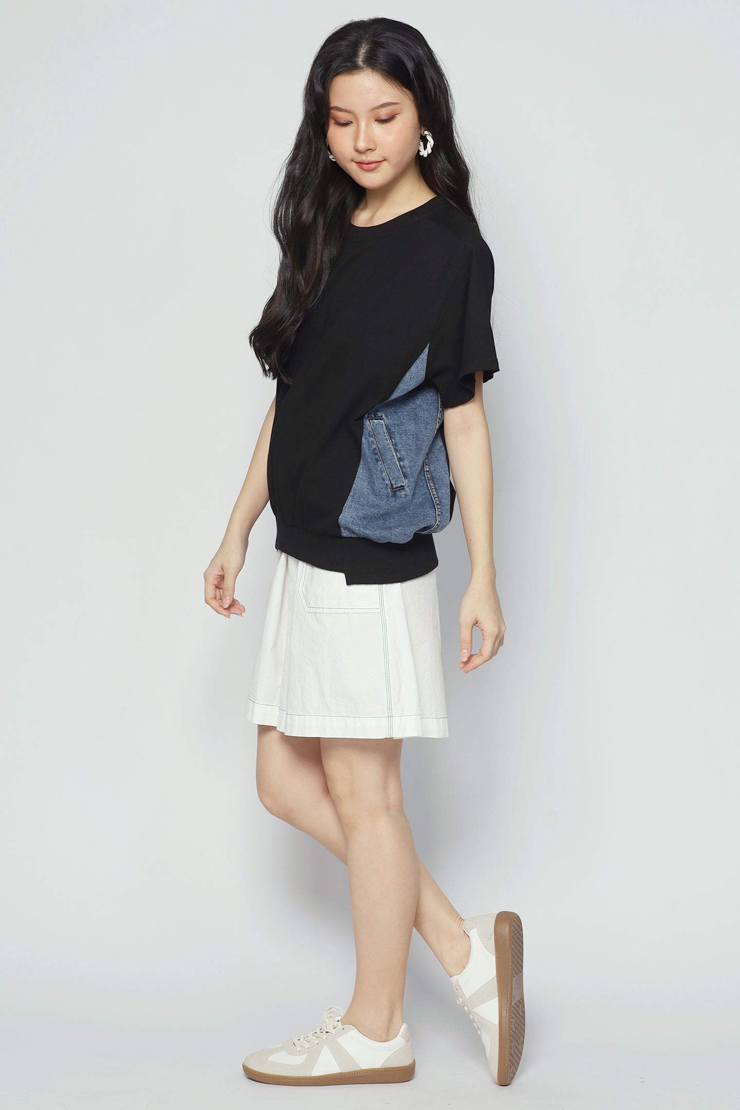 Delina Top in Black Denim