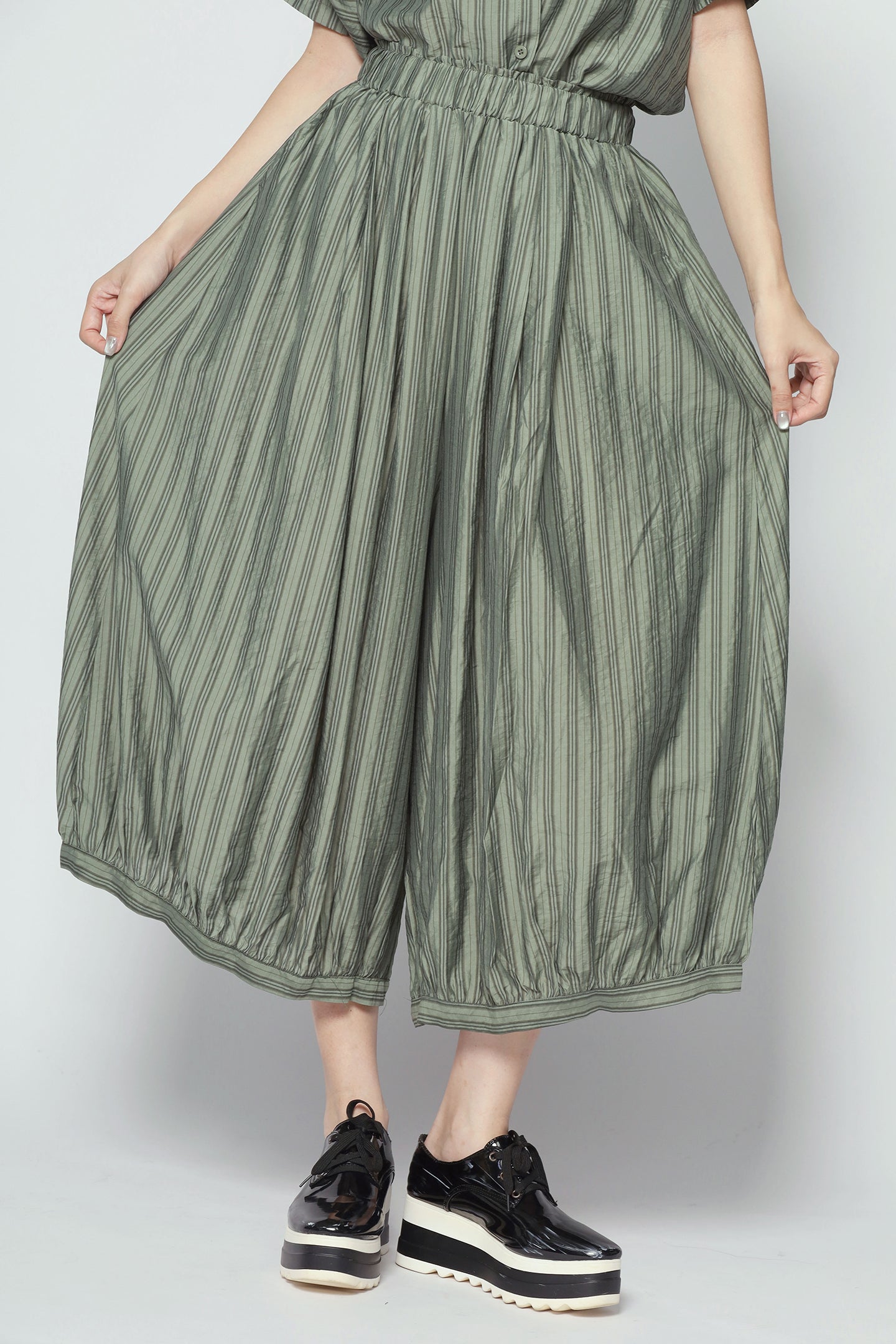 Dippy Culottes in Green Stripes