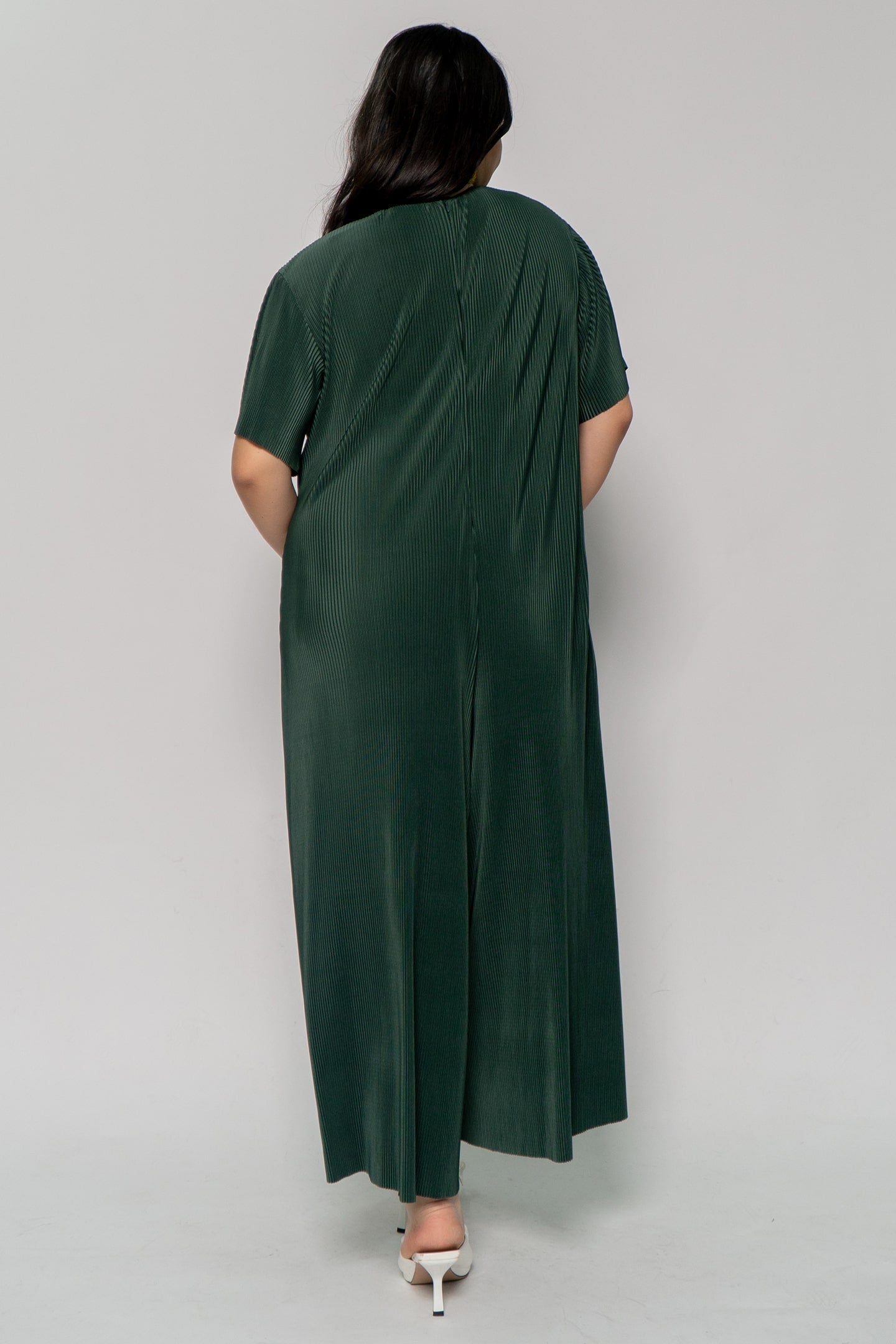 Celine Jumpsuit in Pleated Emerald