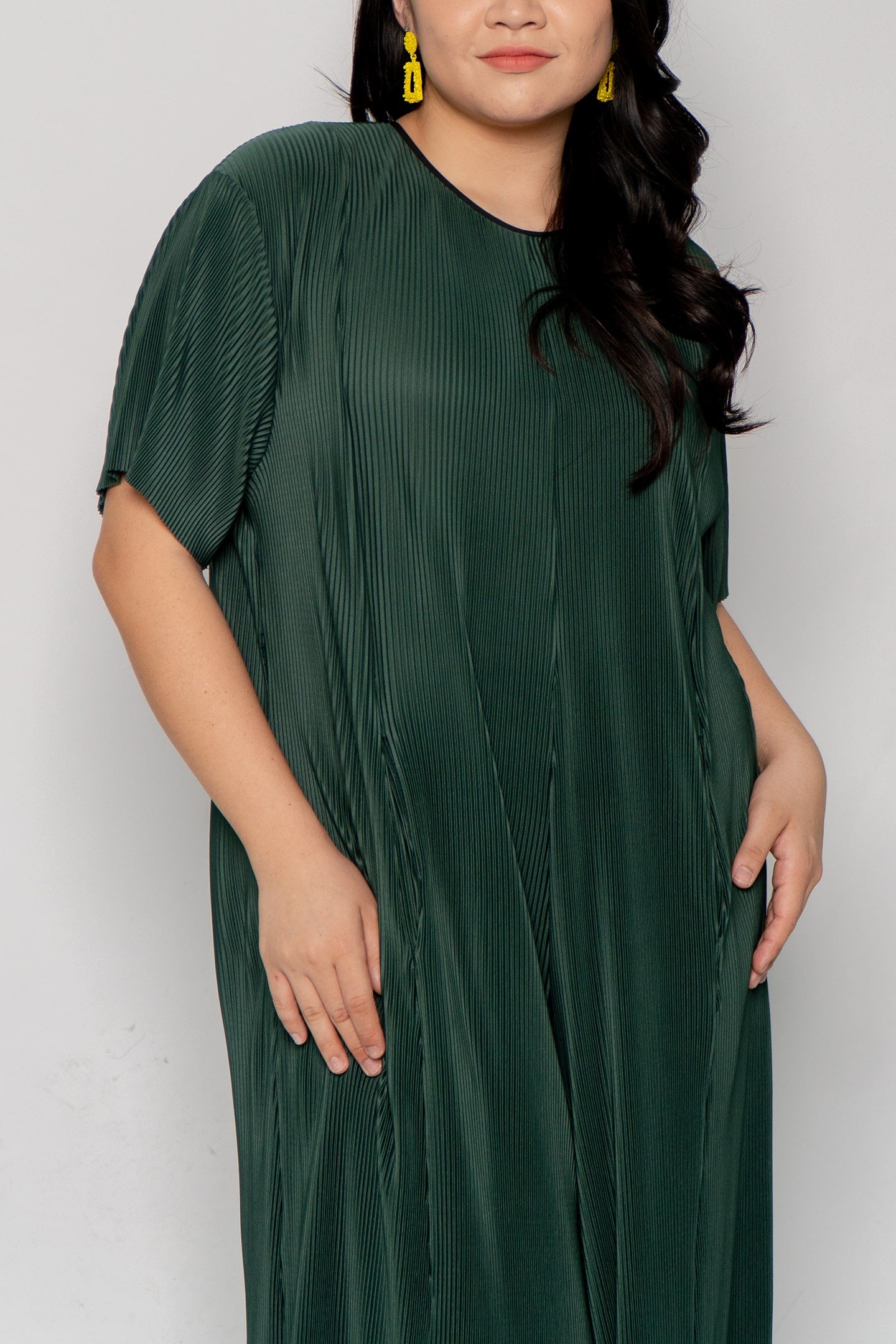 Celine Jumpsuit in Pleated Emerald