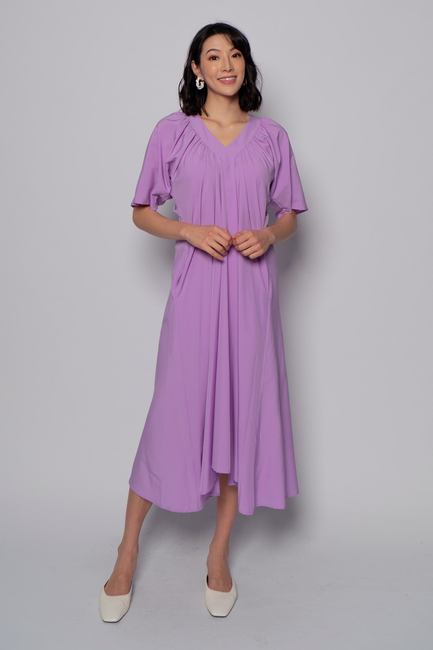 Whitney V Dress in Plain Lavender