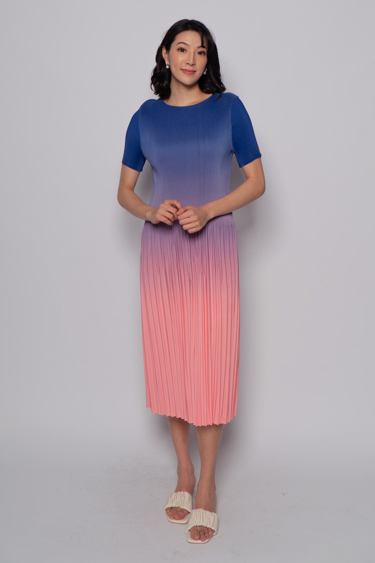 Voon Pleated Dress in Sugar Gradient