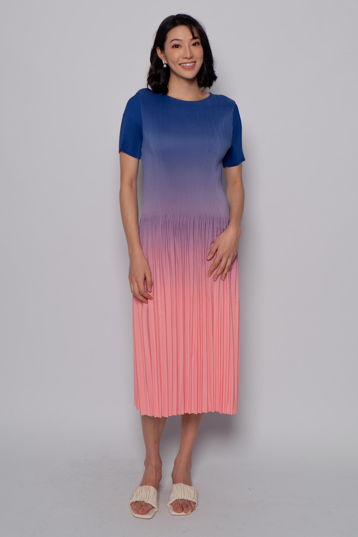 Voon Pleated Dress in Sugar Gradient