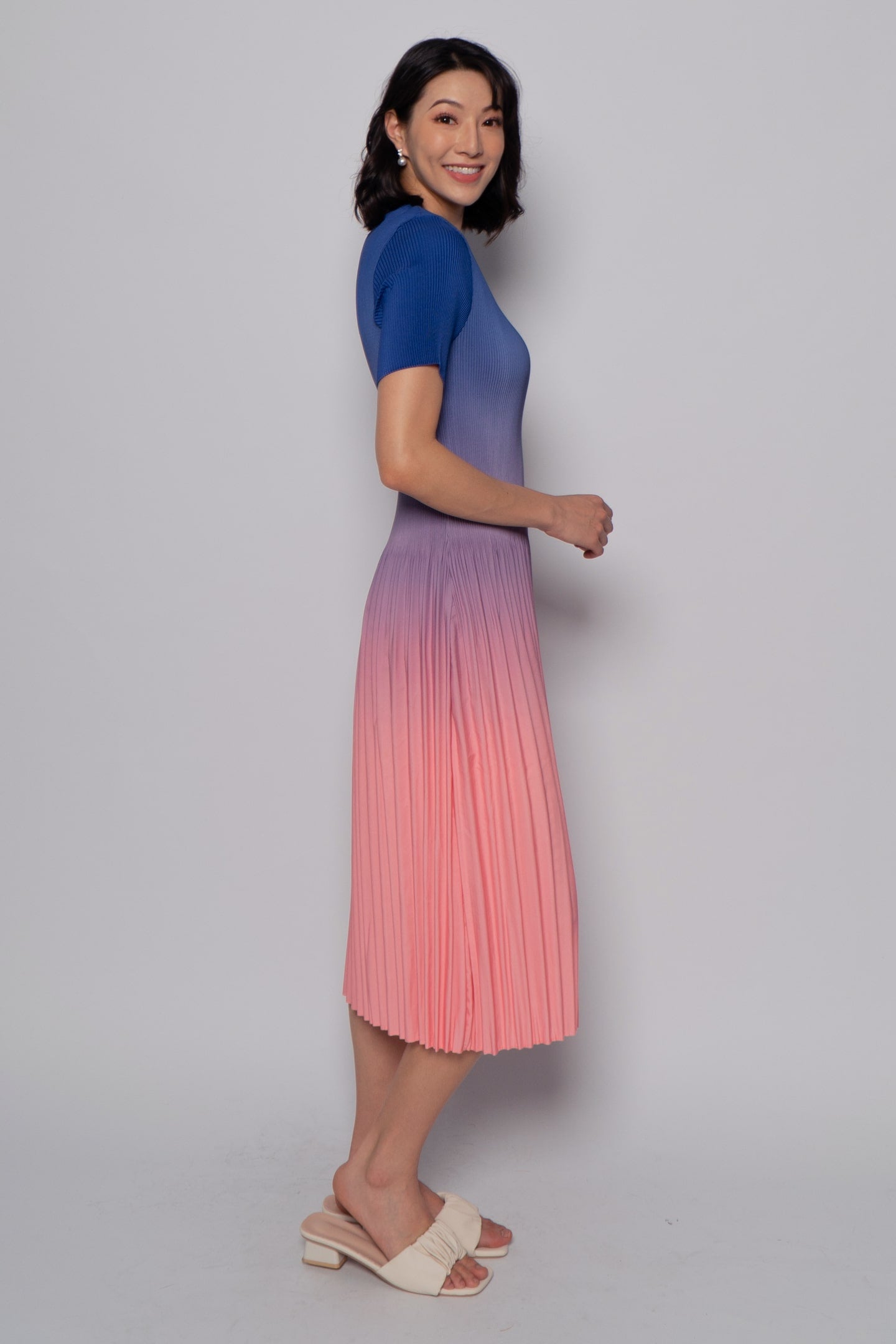 Voon Pleated Dress in Sugar Gradient