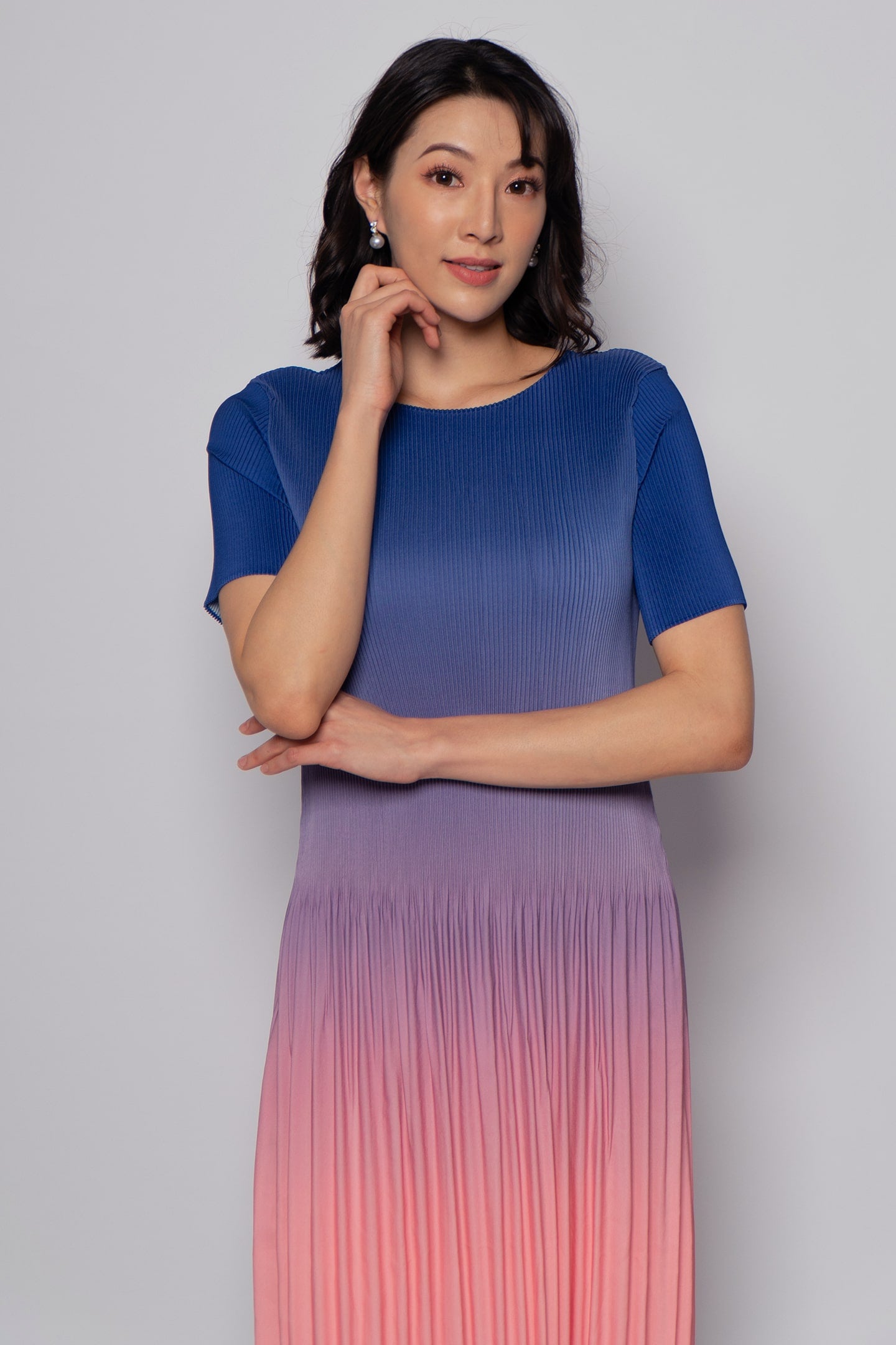 Voon Pleated Dress in Sugar Gradient
