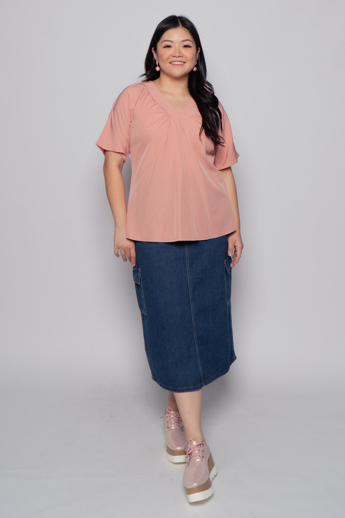 Whitney Junior Top in Plain Blush Pink