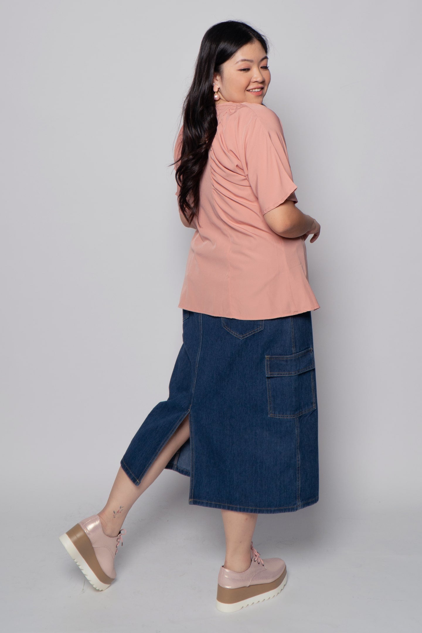 Whitney Junior Top in Plain Blush Pink