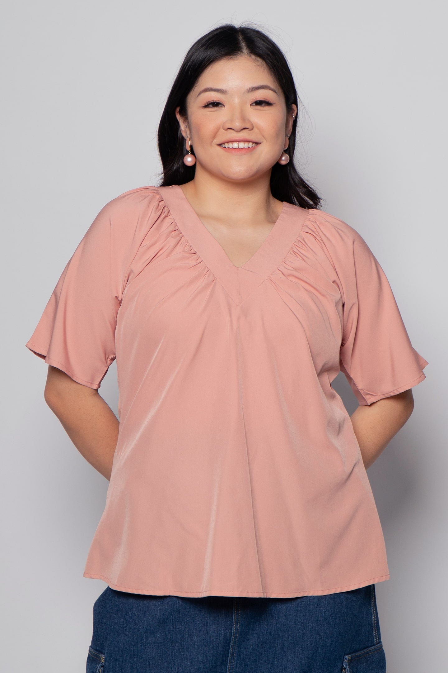 Whitney Junior Top in Plain Blush Pink
