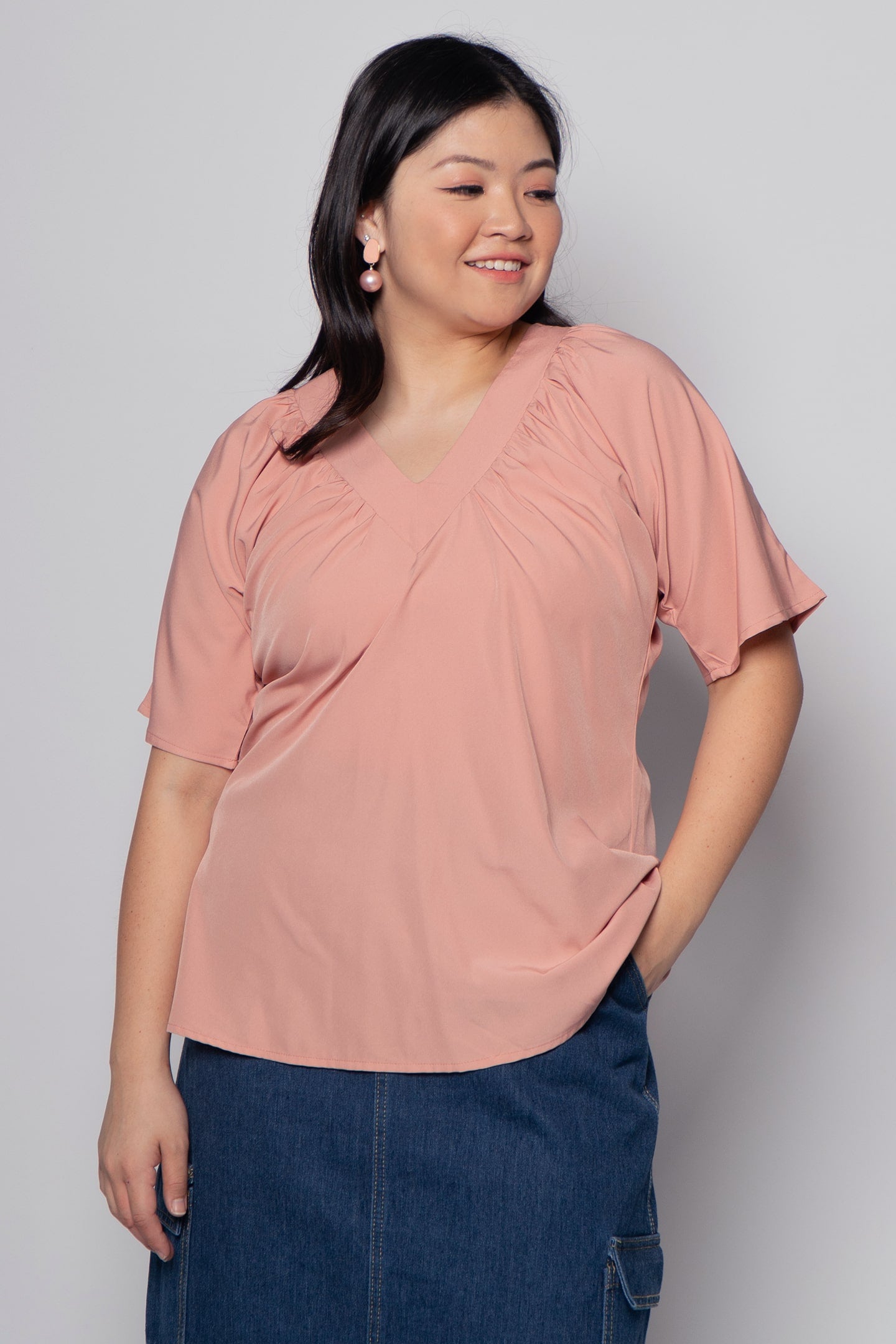 Whitney Junior Top in Plain Blush Pink