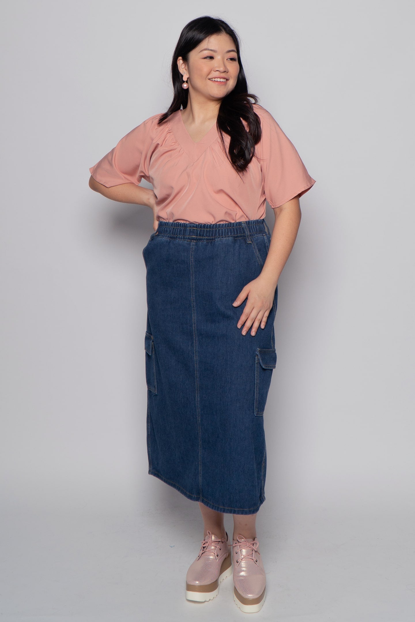 Whitney Junior Top in Plain Blush Pink