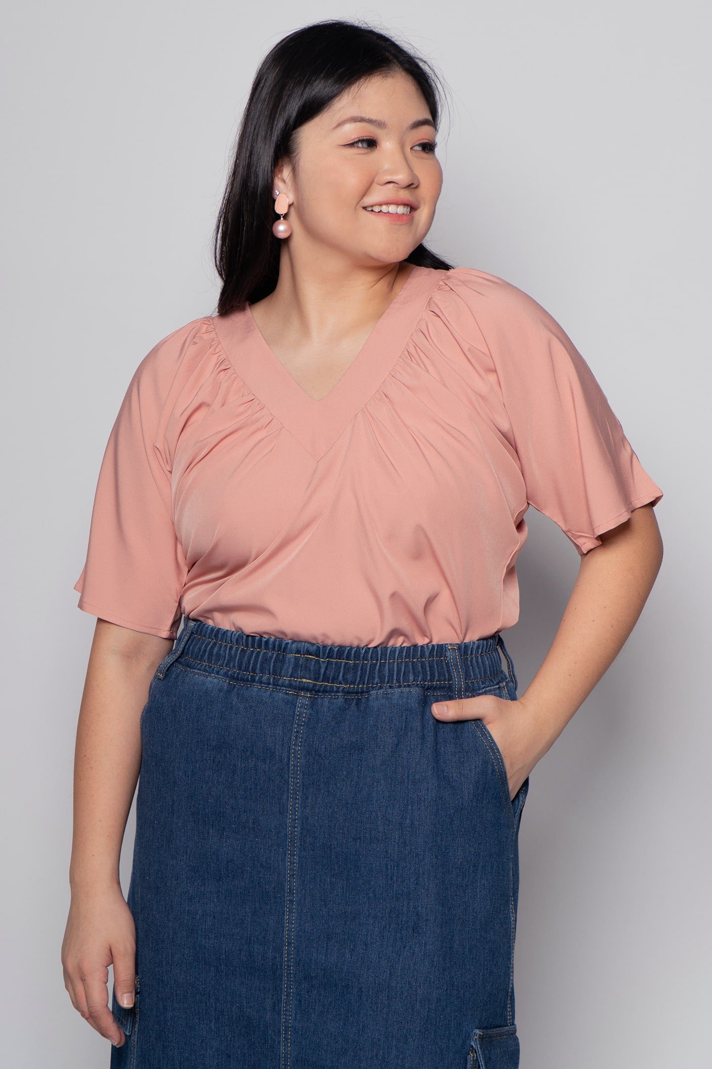 Whitney Junior Top in Plain Blush Pink