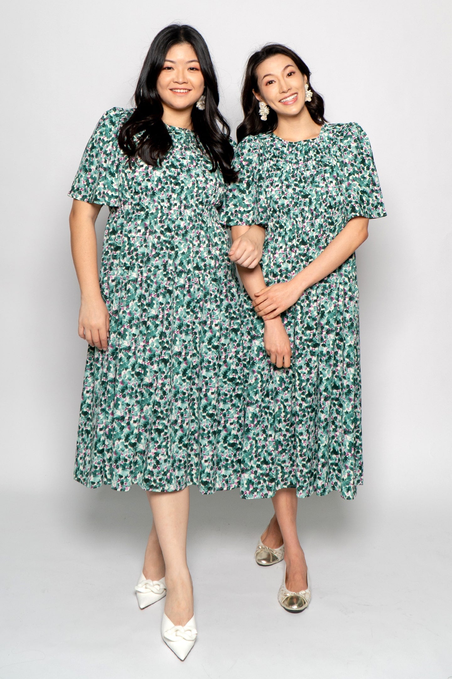 Astha Dress in Green Poppies