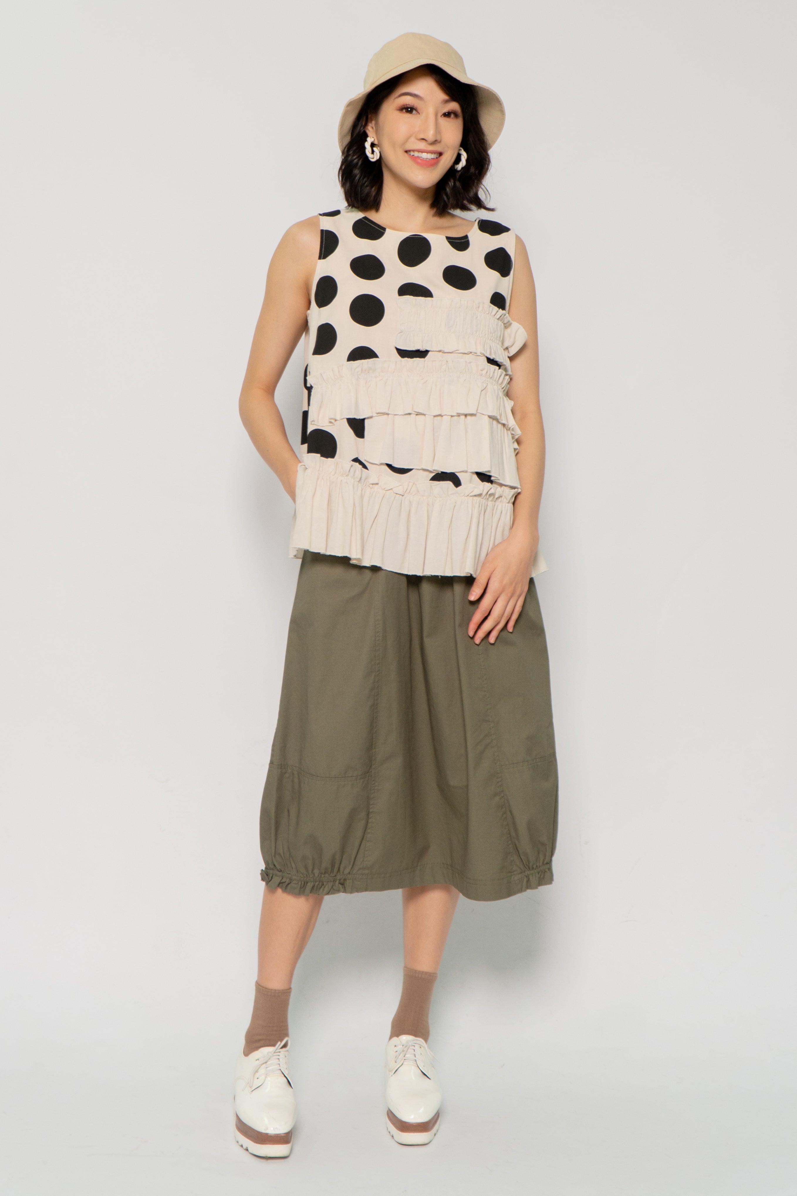 Reva Top in Cream Polkadot