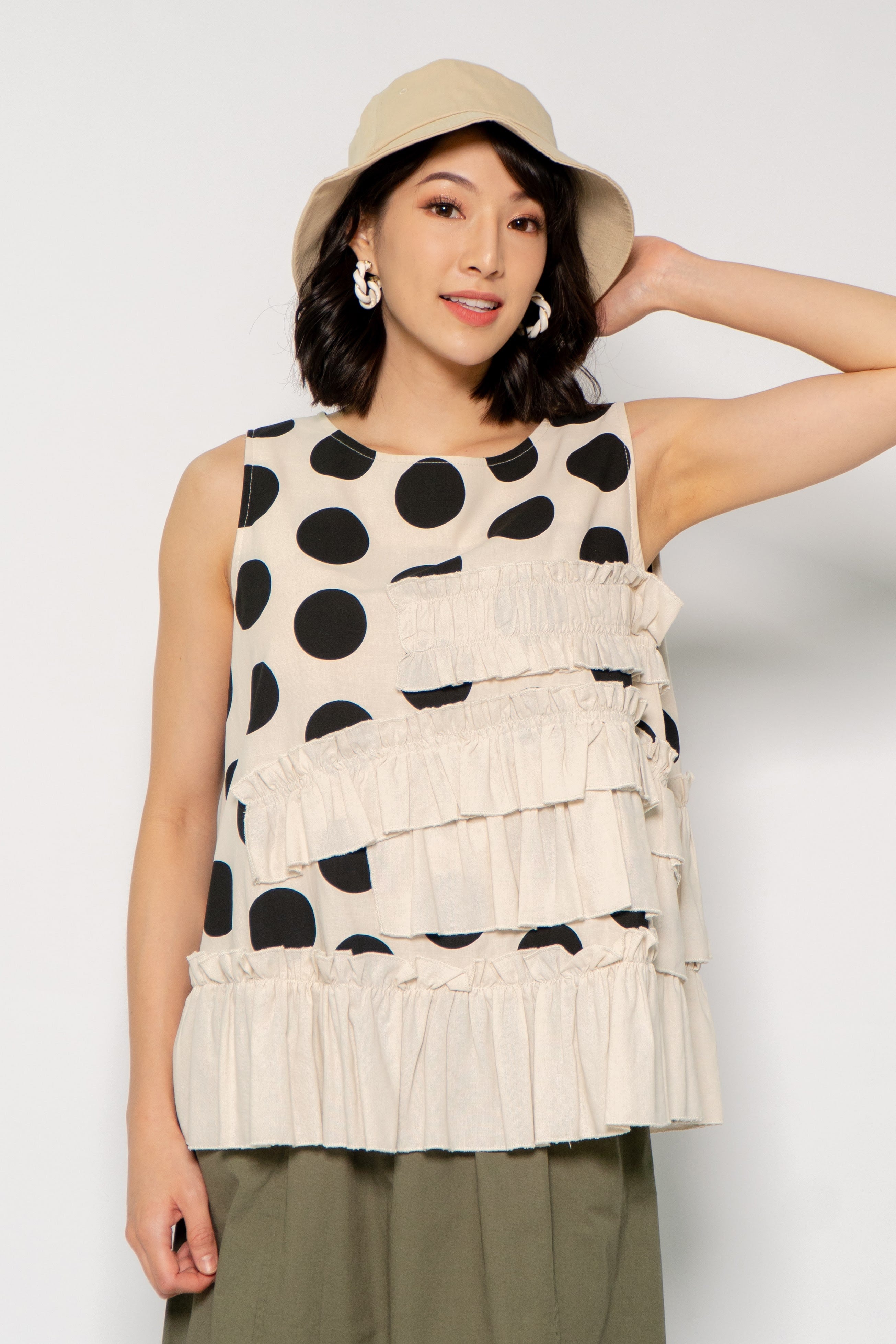 Reva Top in Cream Polkadot