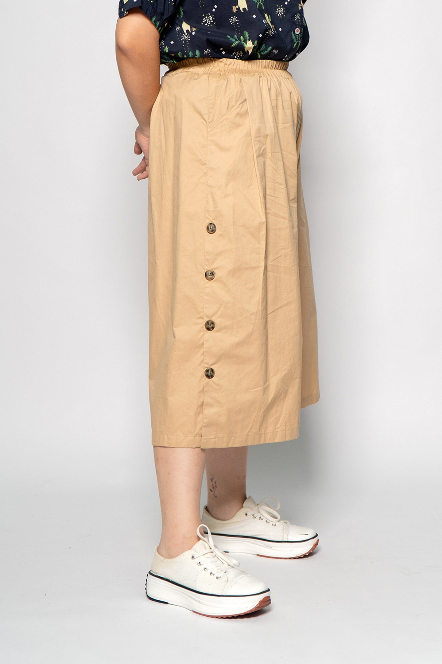 Oscar Button Culottes in Khaki