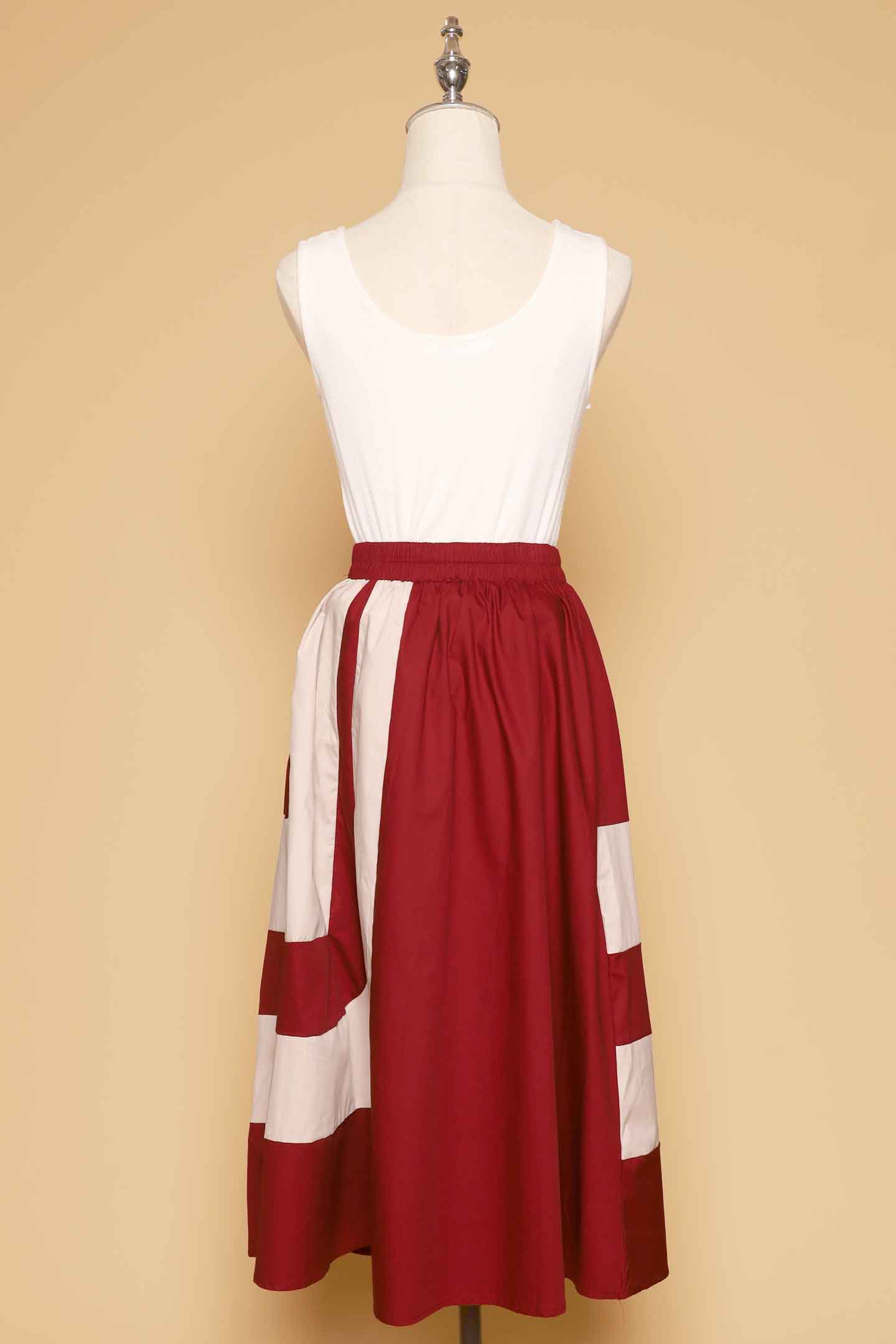 PO - Danae Colourblock Skirt in Maroon