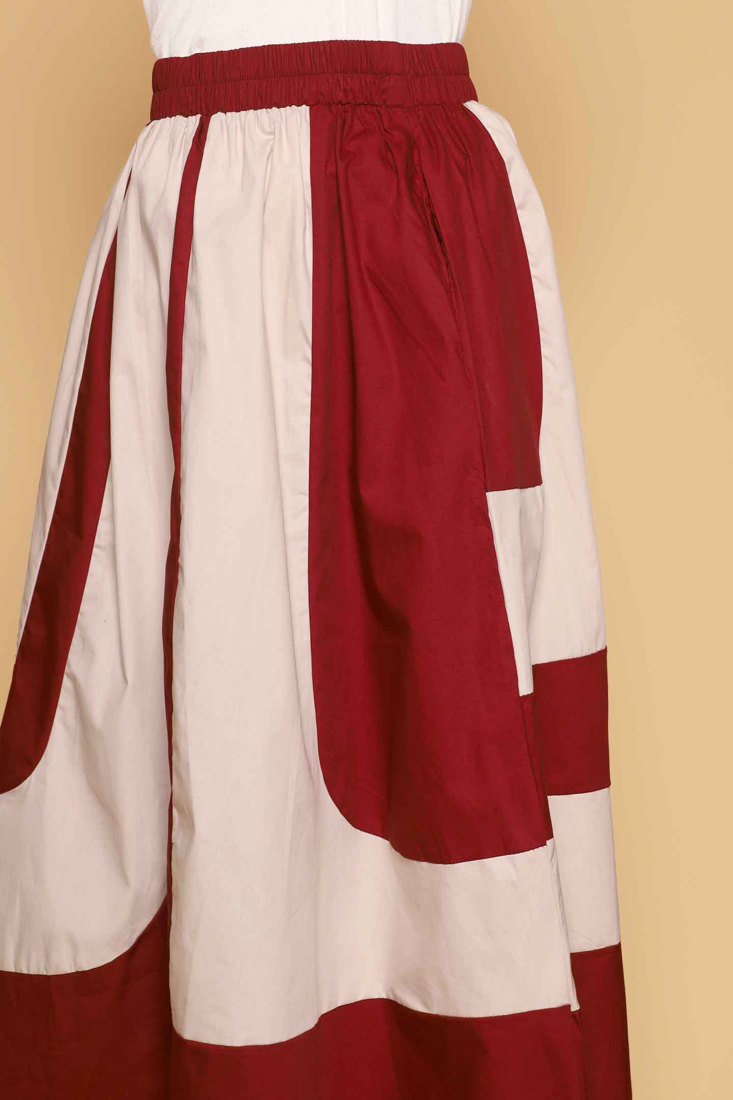 PO - Danae Colourblock Skirt in Maroon