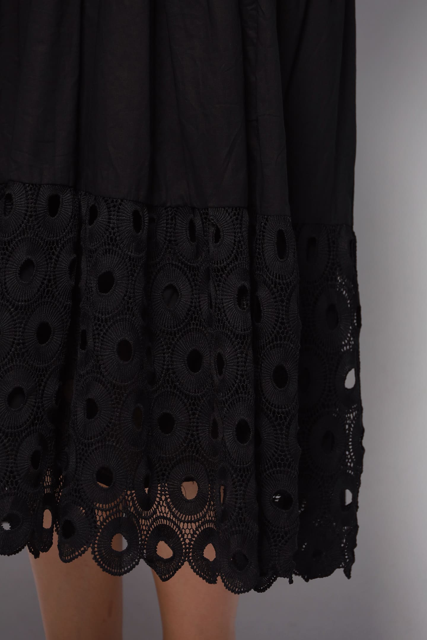 Daya Eyelet Crochet Dress in Black