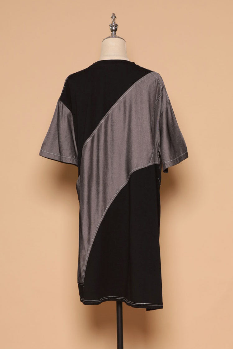 PO - Declan Button Dress in Grey Black