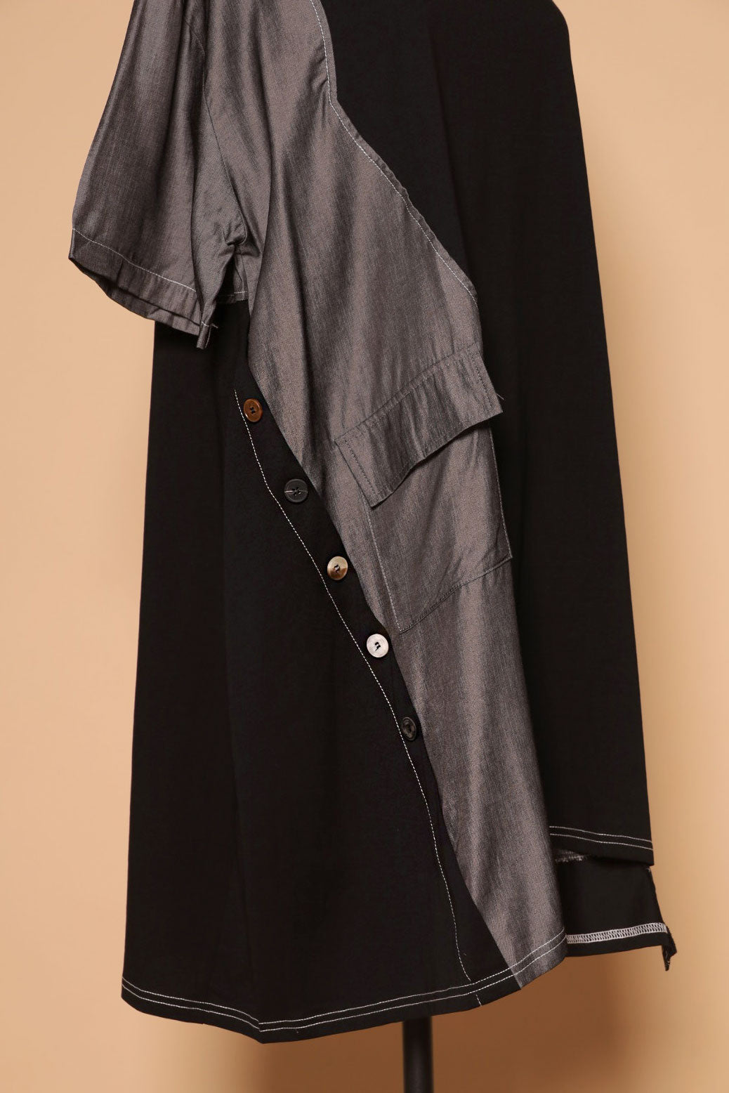 PO - Declan Button Dress in Grey Black
