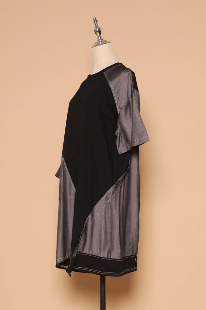PO - Declan Button Dress in Grey Black
