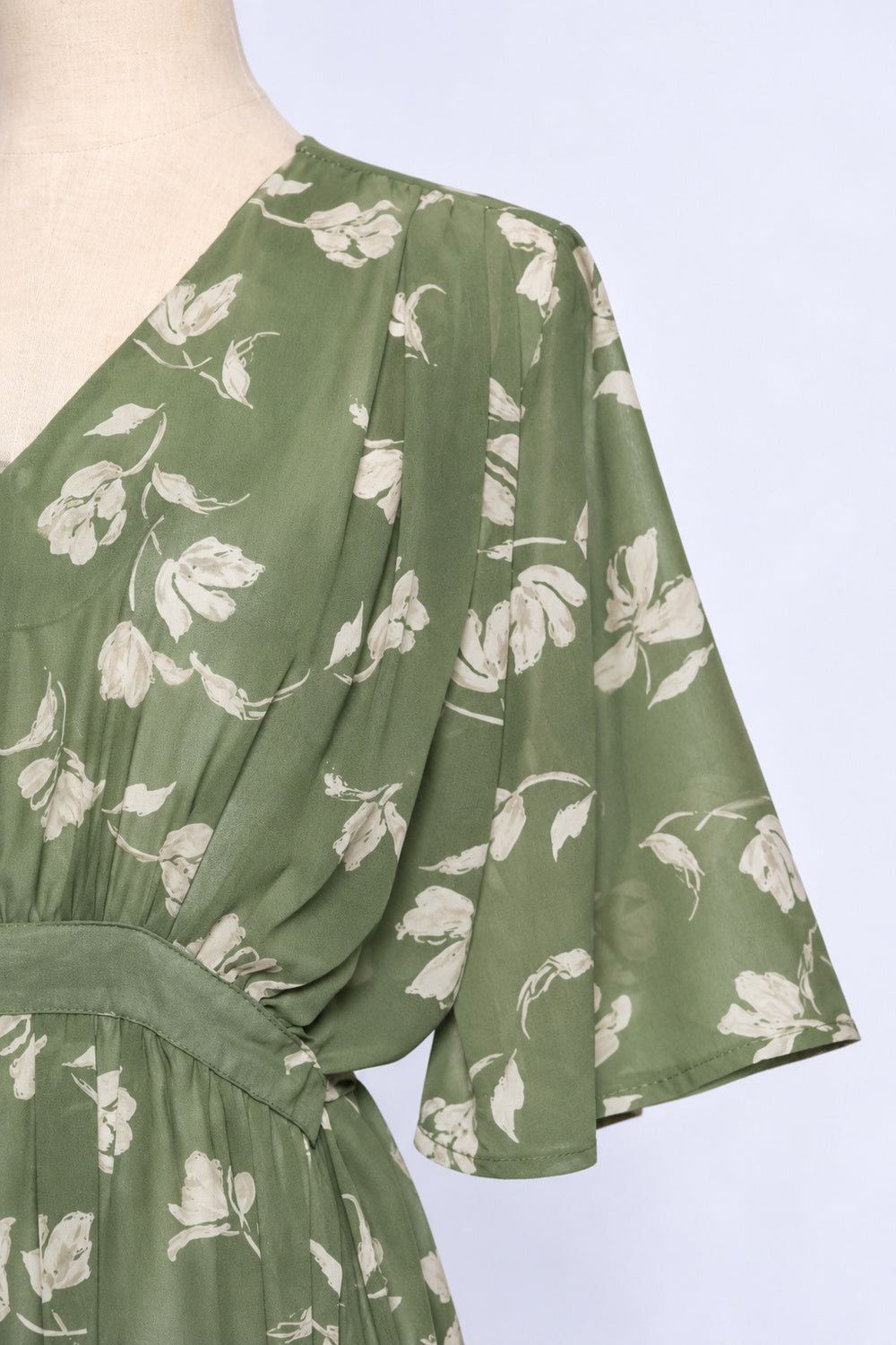 PO - Denise Dress in Green Floral Garden