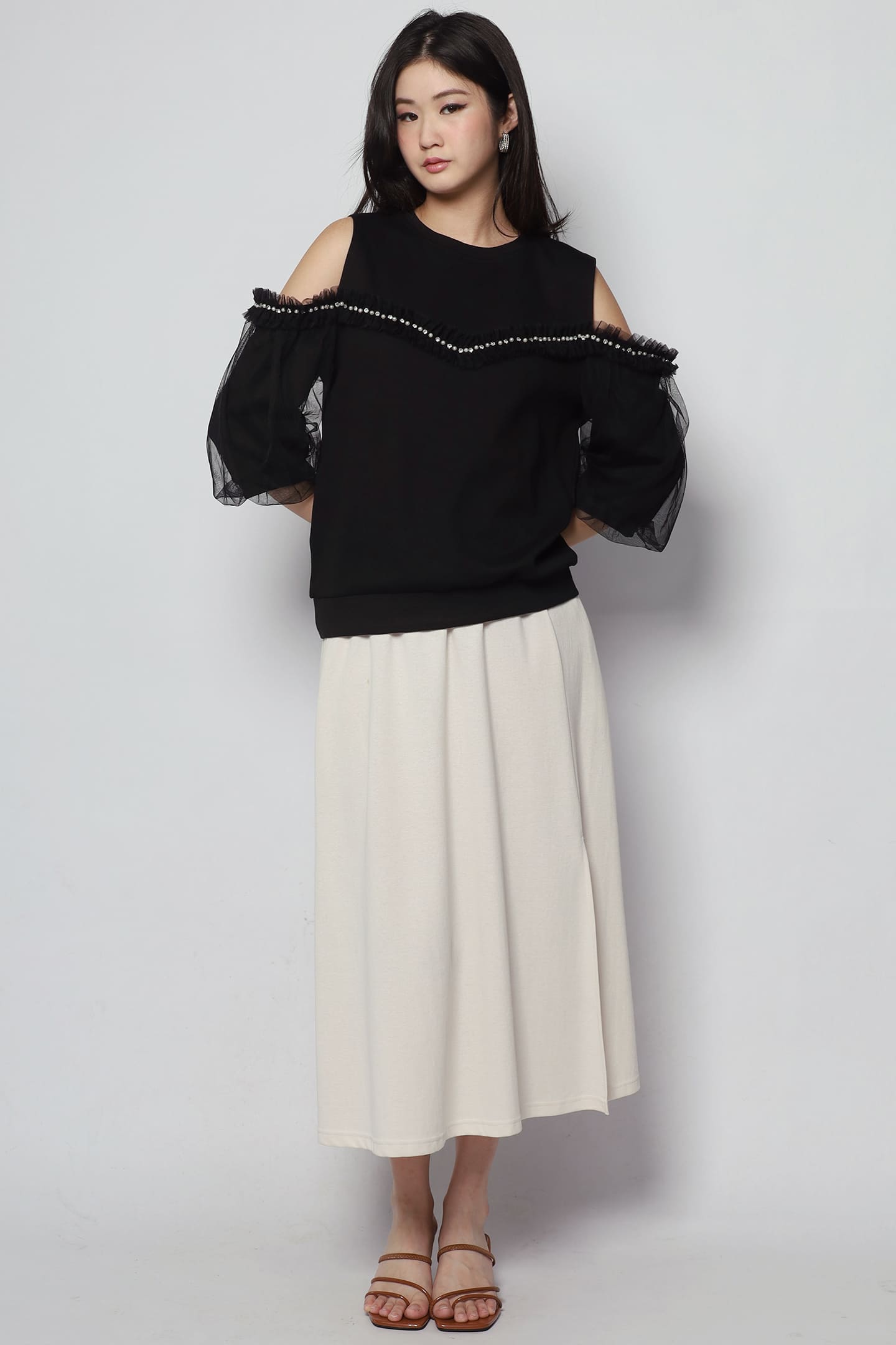 Didi Cold Shoulder Top in Black