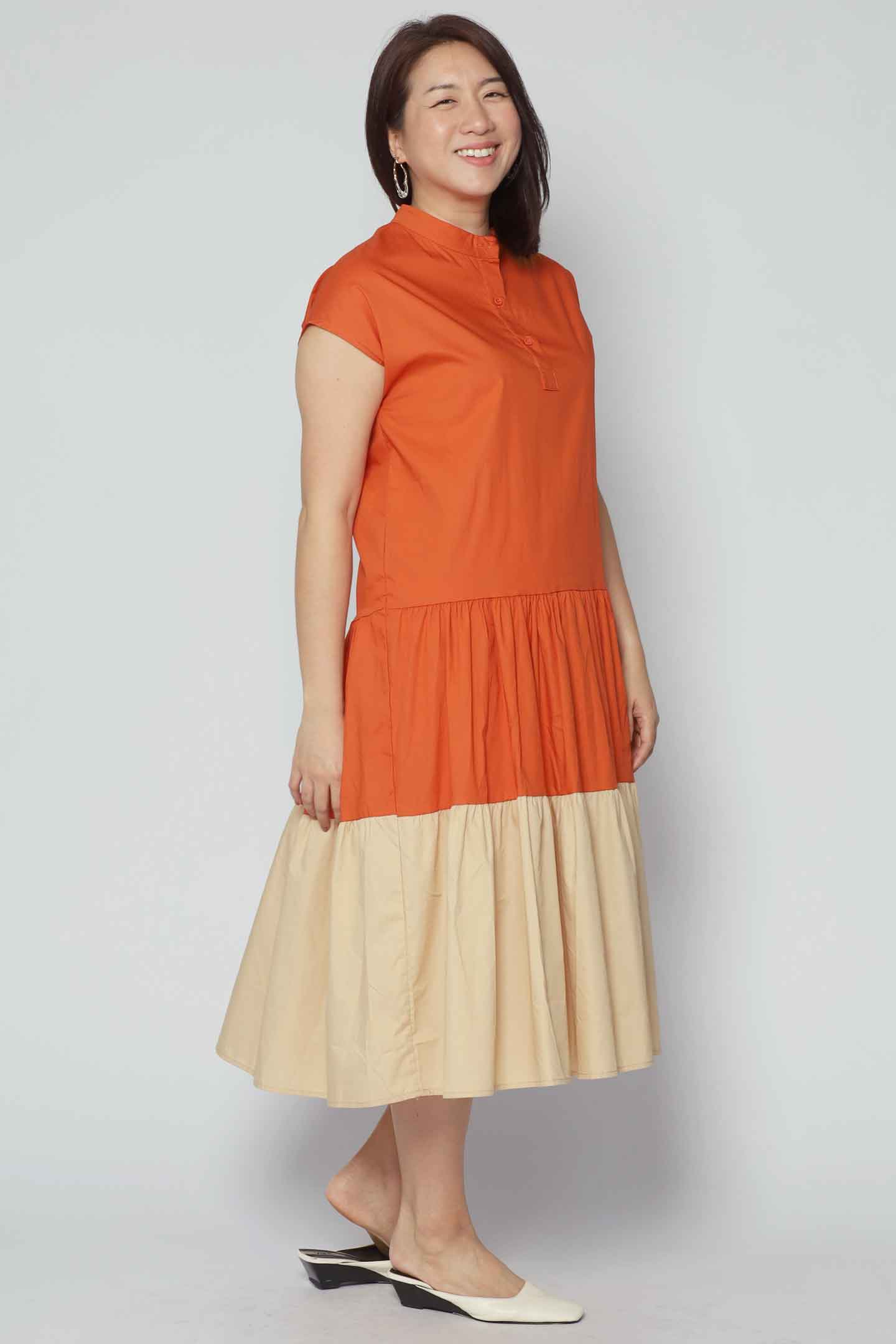 Donya Colourblock Dress in Orange